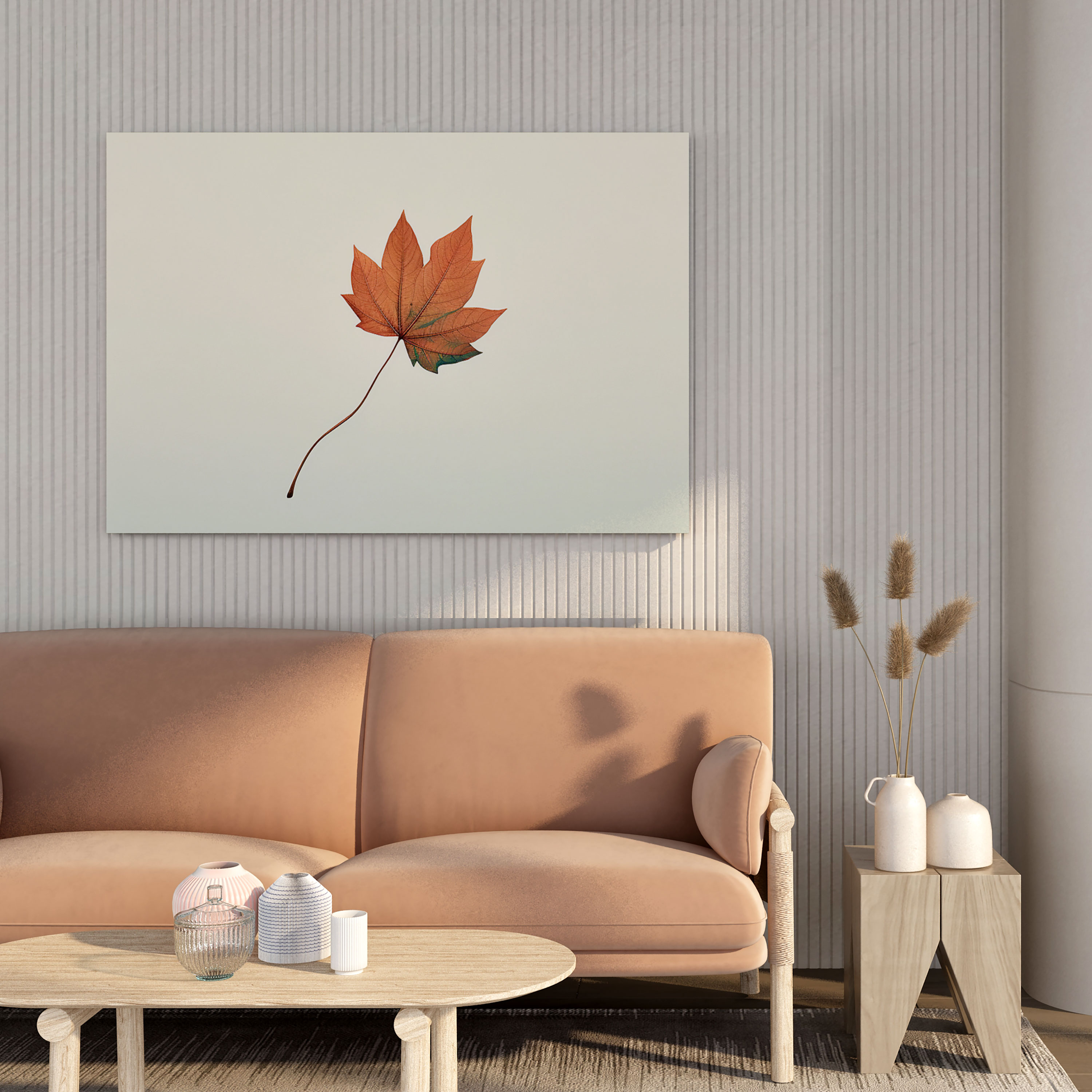 Leaves Wall Decoration - Leaves, Minimalist Illustration, Canvas Print, Wall Art