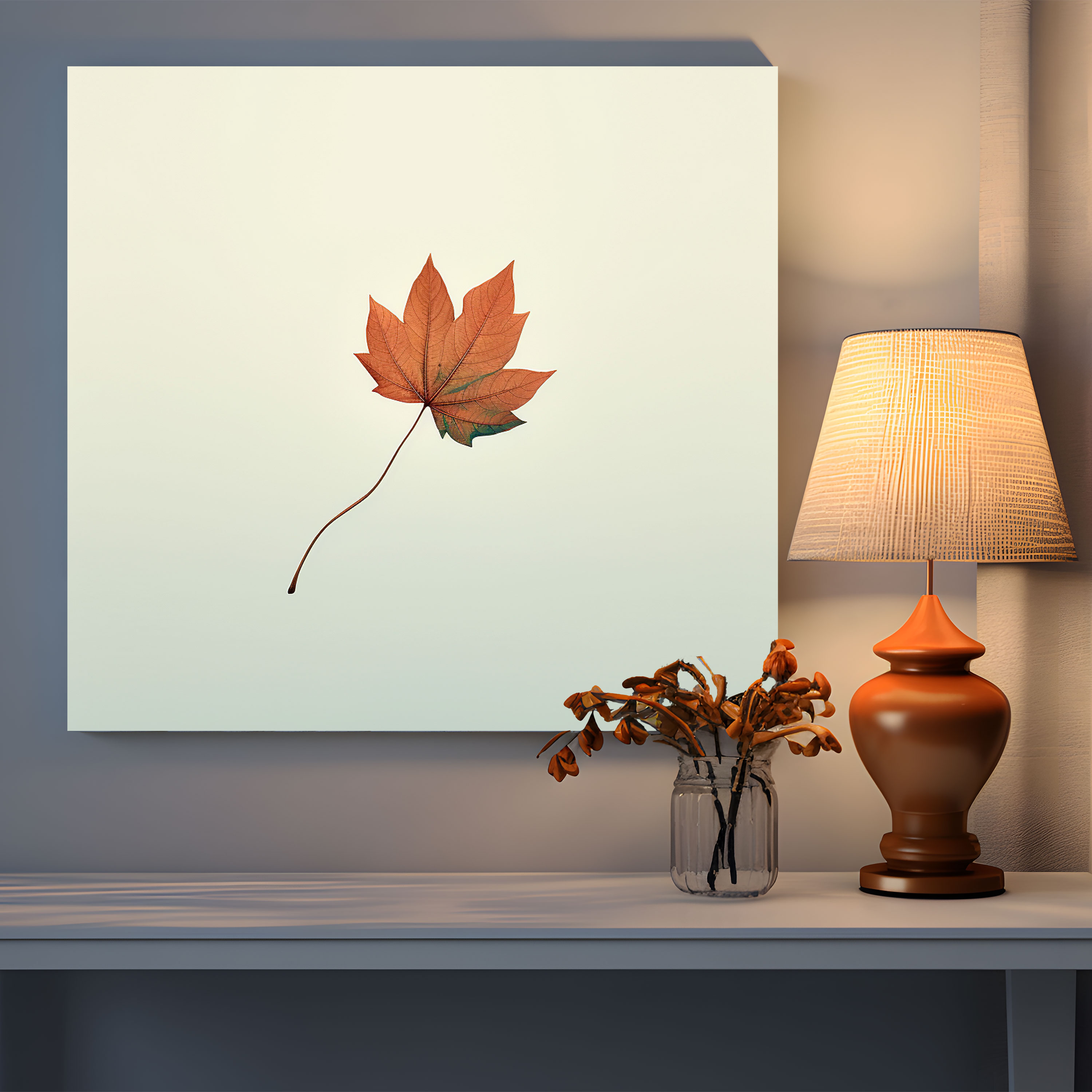 Leaves Wall Decoration - Leaves, Minimalist Illustration, Canvas Print, Wall Art
