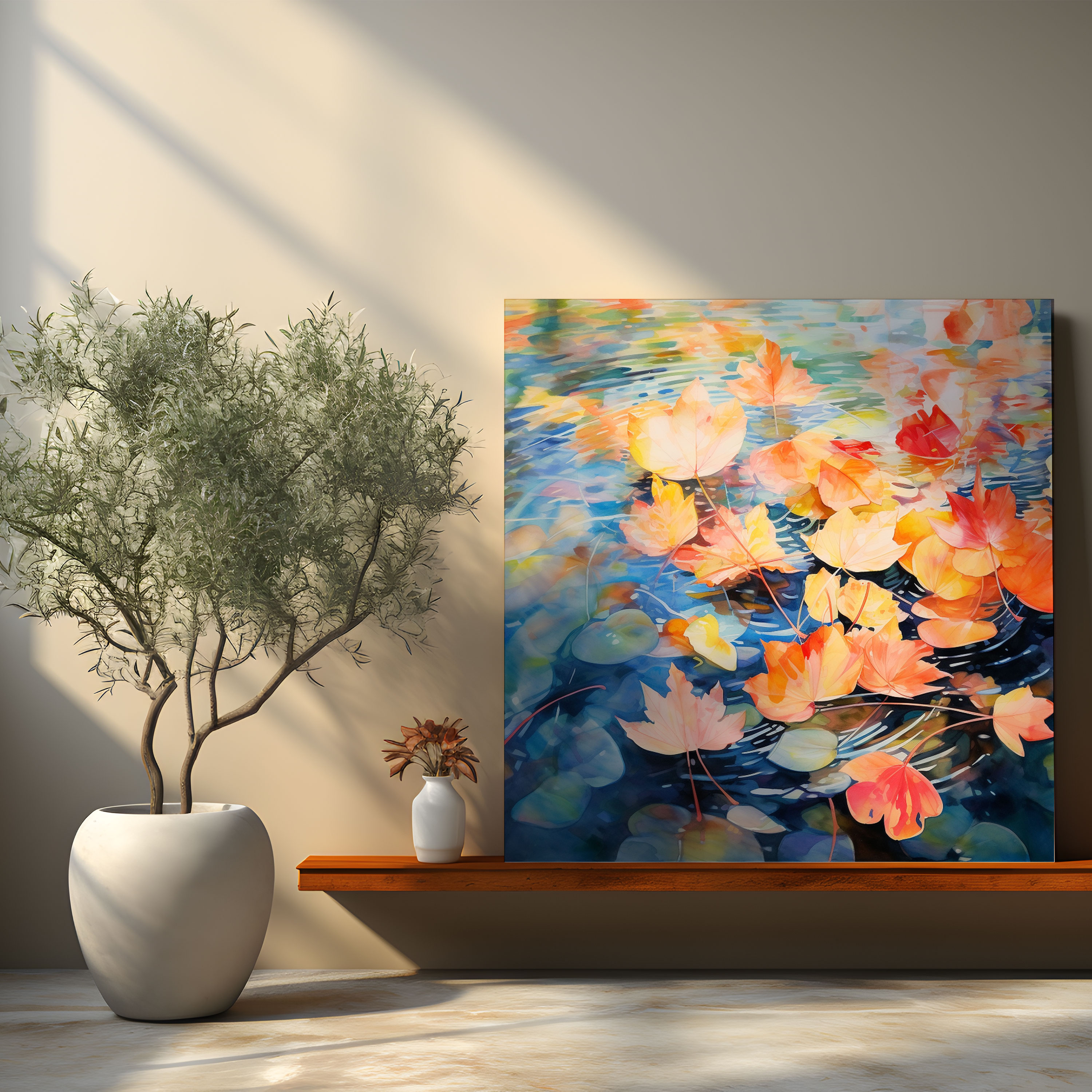 Leaves Of Autumn Canvas Print - Leaves, Abstract Watercolor Painting, Canvas Print, High-Quality Canvas Print