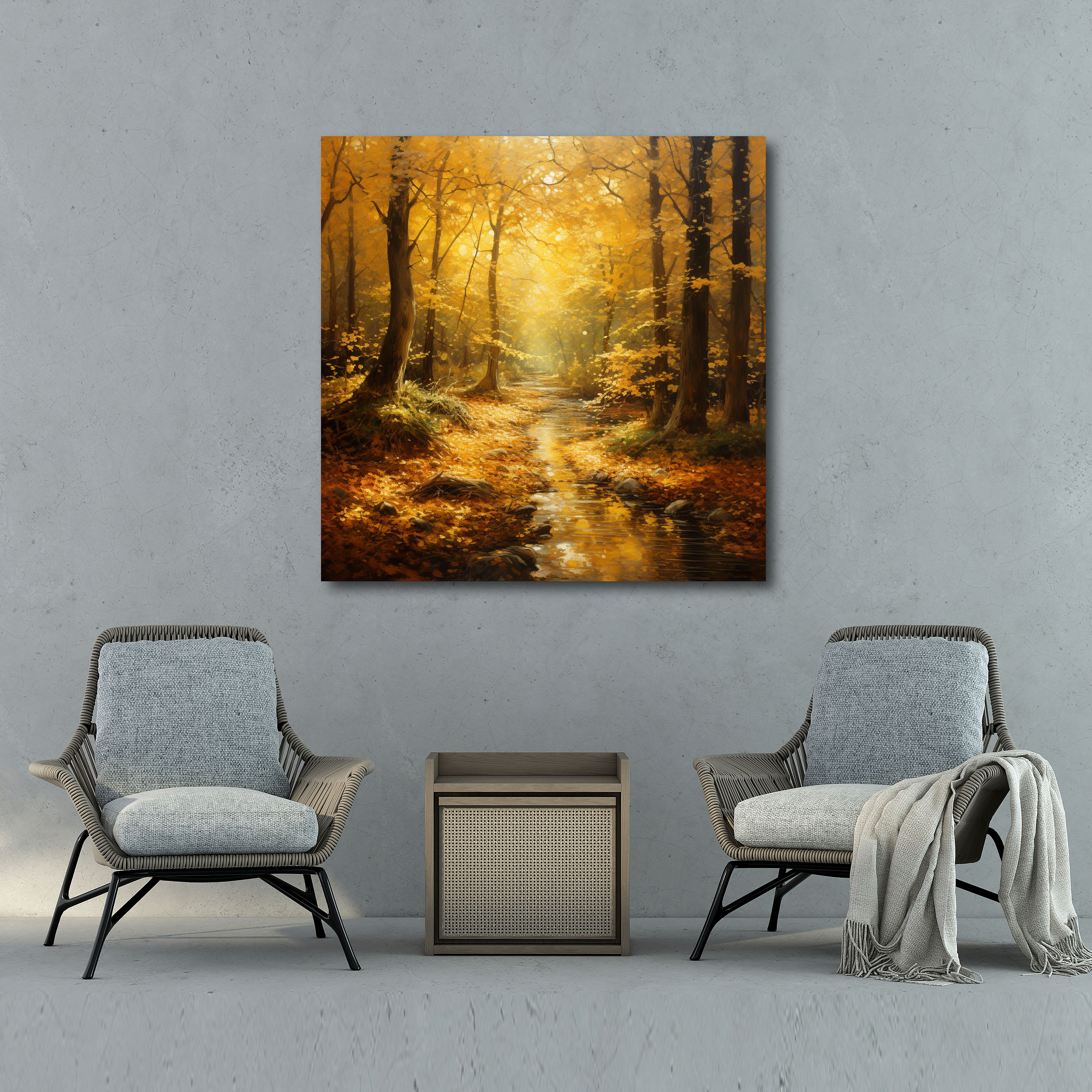 Golden Leaves Canvas Print - Leaves, Leaves, Serene Forest, Wall Art