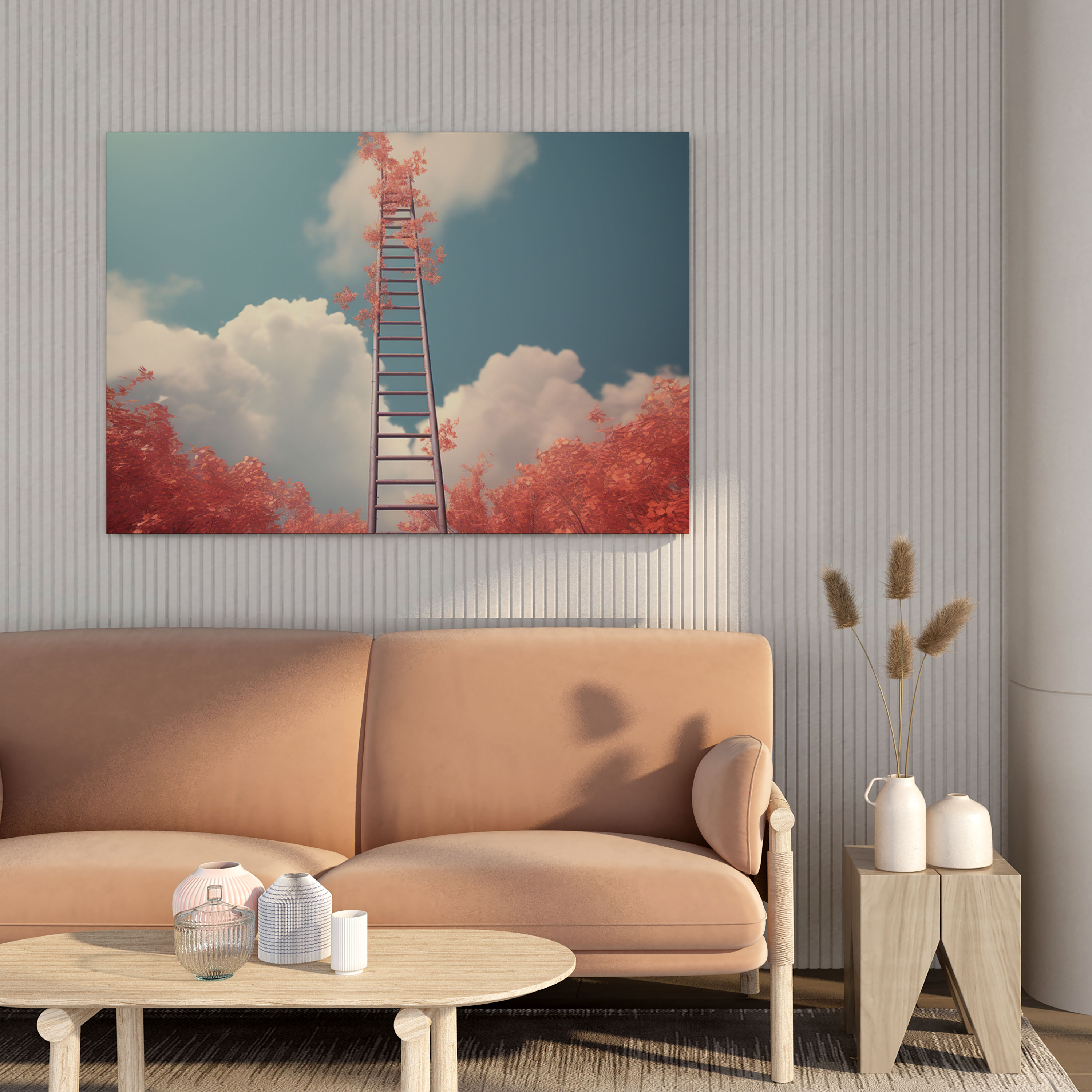 Autumn Ladder Canvas Print - Leaves, Leaves, Canvas Print, Surrealist Digital Art