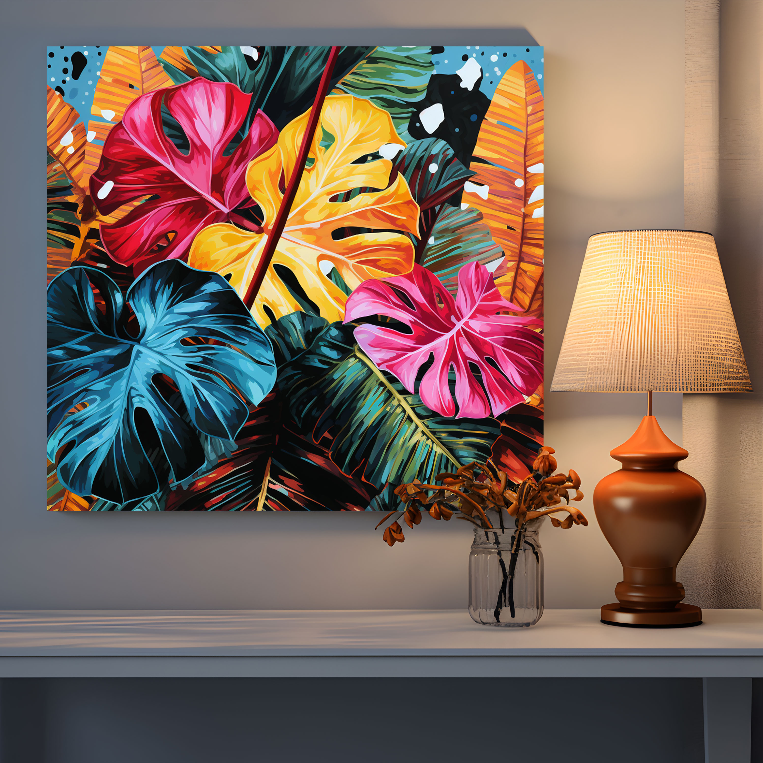 Colorful Collage Canvas Print - Leaves, Canvas Print, Wall Decoration, Leaves