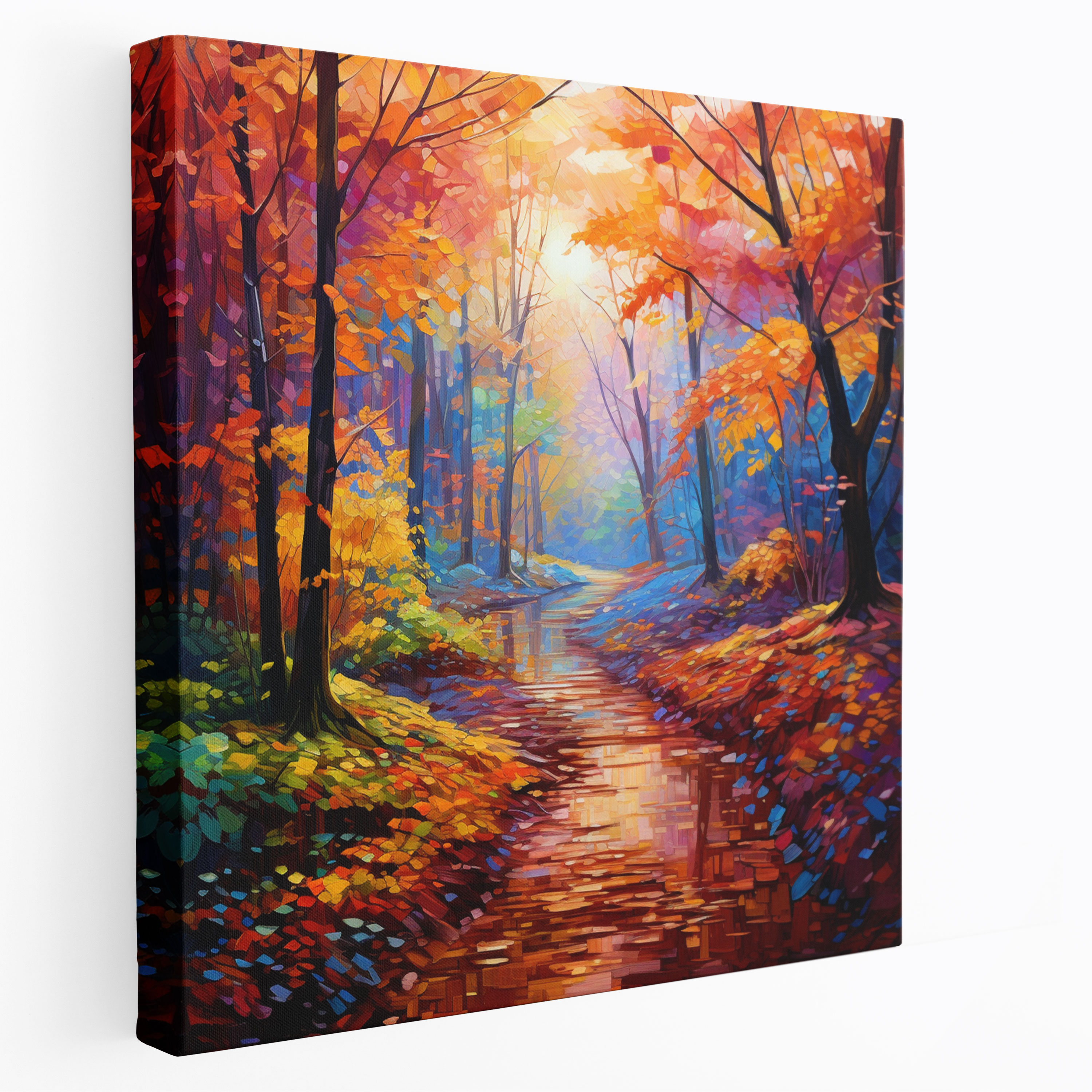 Leinwandbild Herbstblätter - Blätter impressionistisches Landschaftsgemälde Herbstblätter Leinwandbild