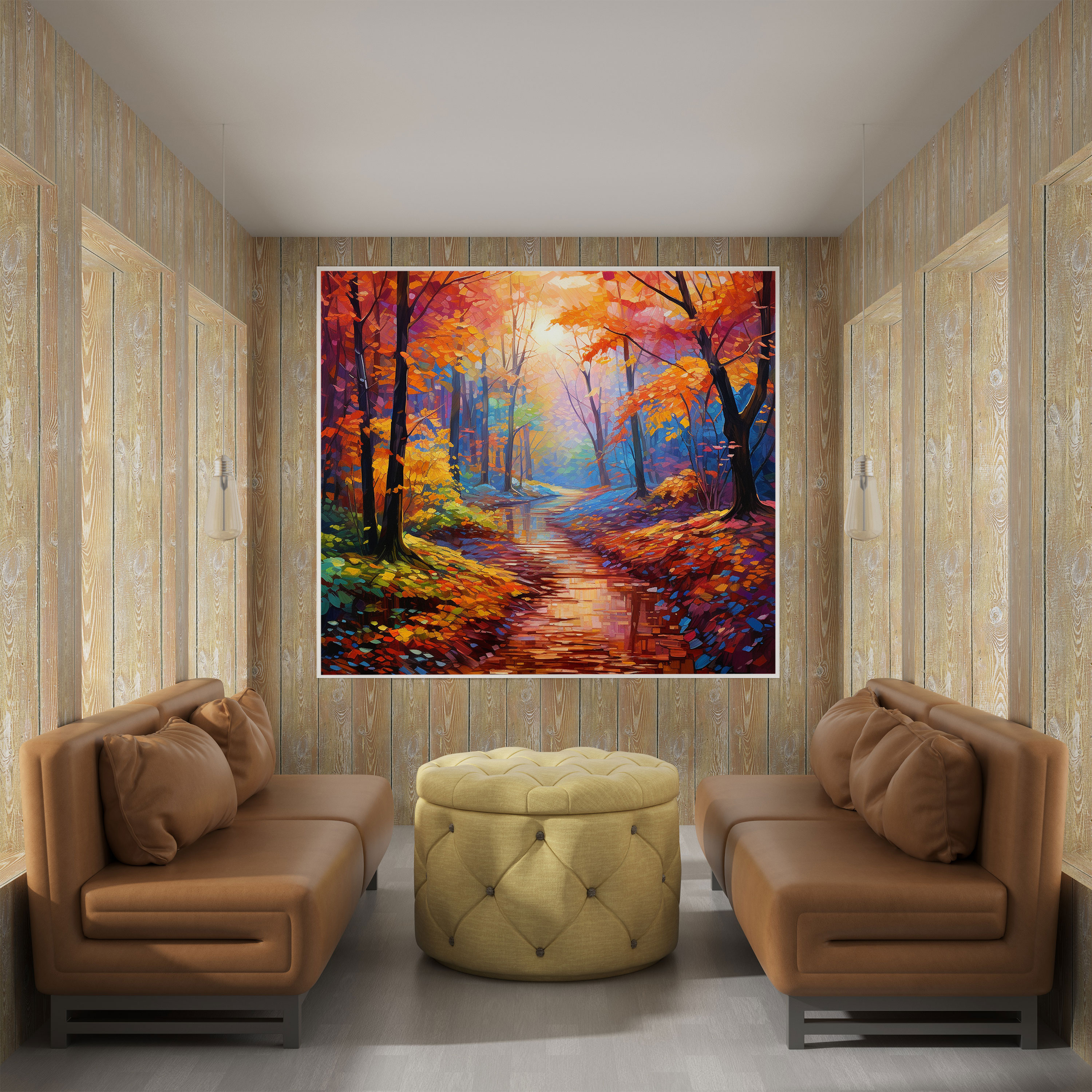 Leinwandbild Herbstblätter - Blätter impressionistisches Landschaftsgemälde Herbstblätter Leinwandbild