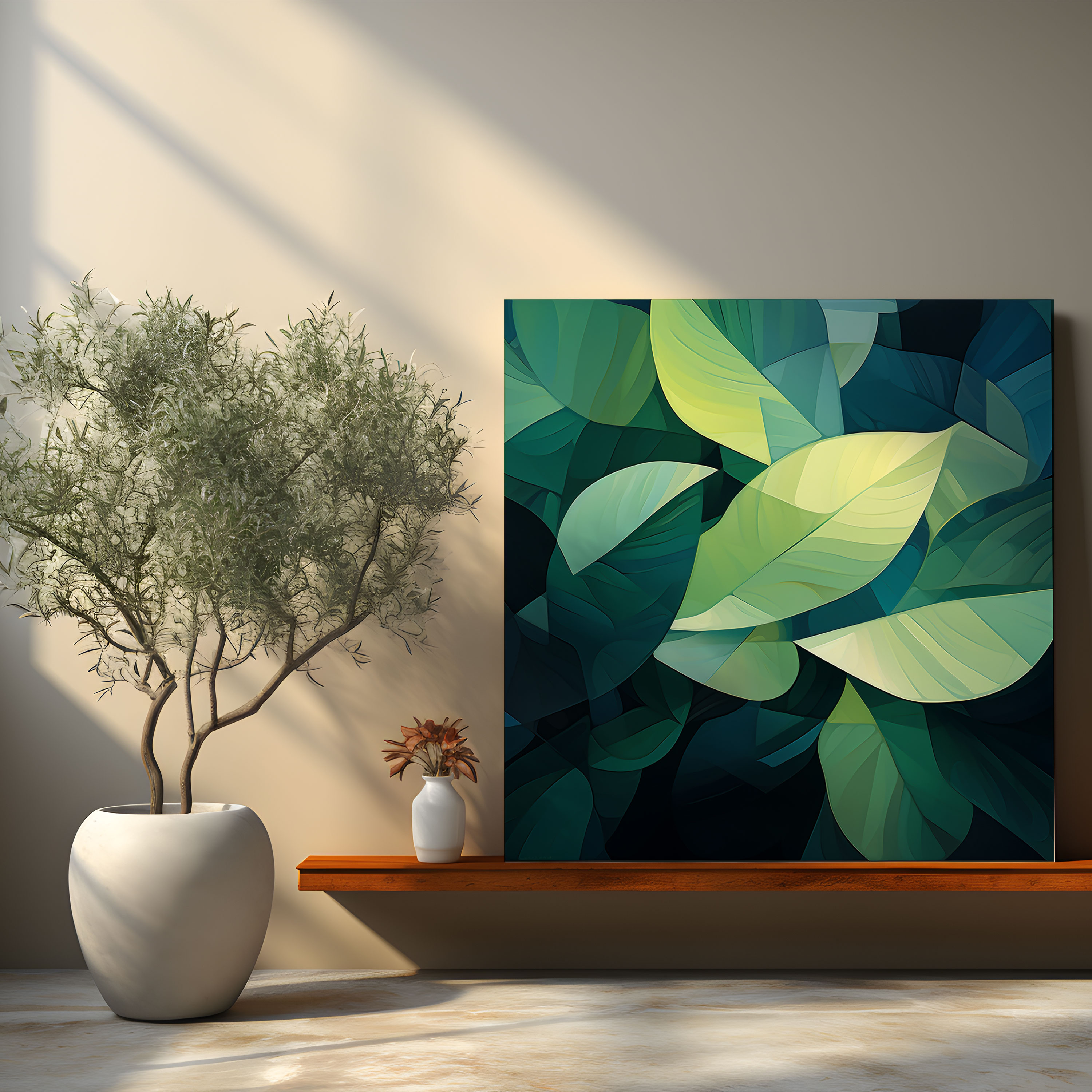 Green Leaves Wall Art - Leaves, Canvas, Home Decoration, Green