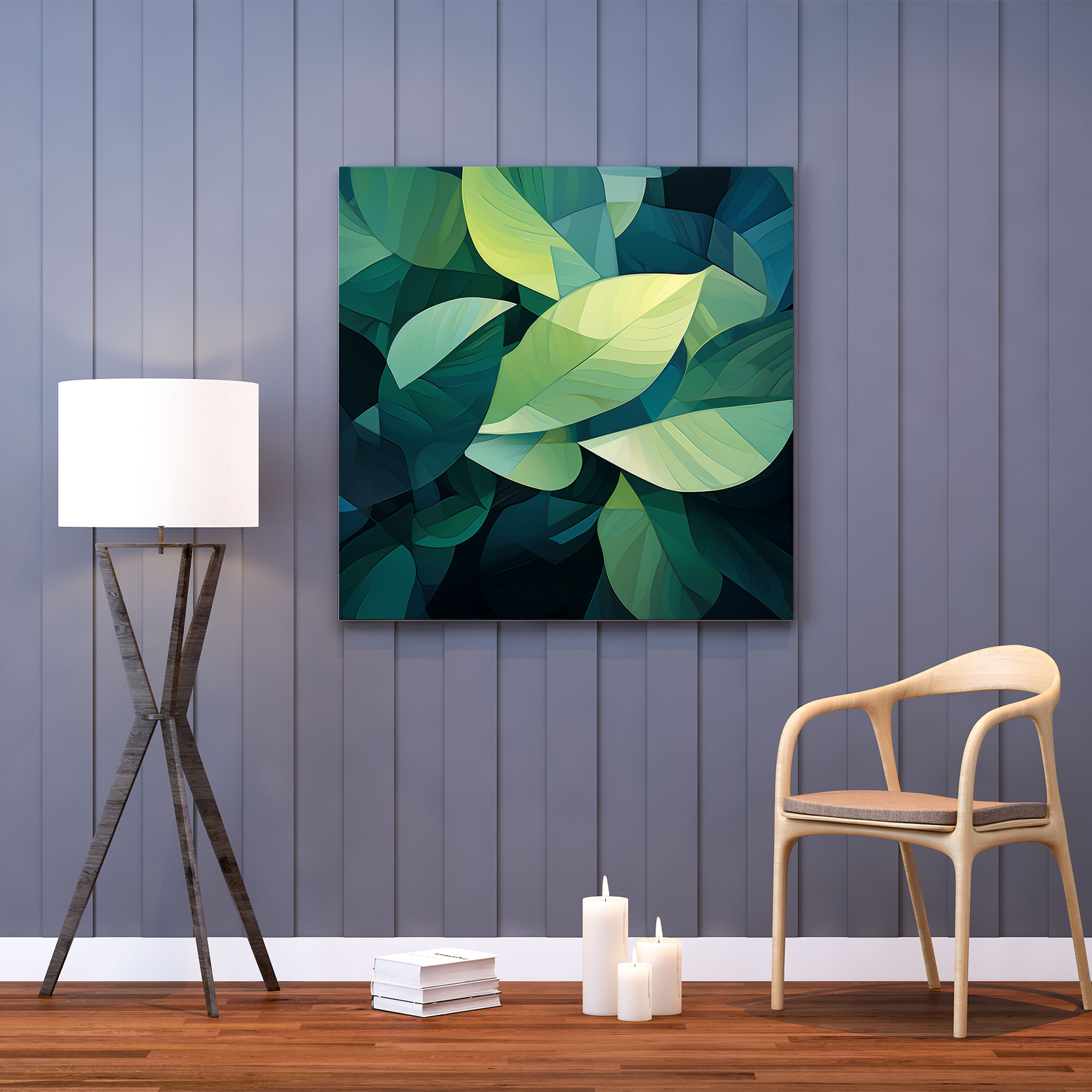 Green Leaves Wall Art - Leaves, Canvas, Home Decoration, Green