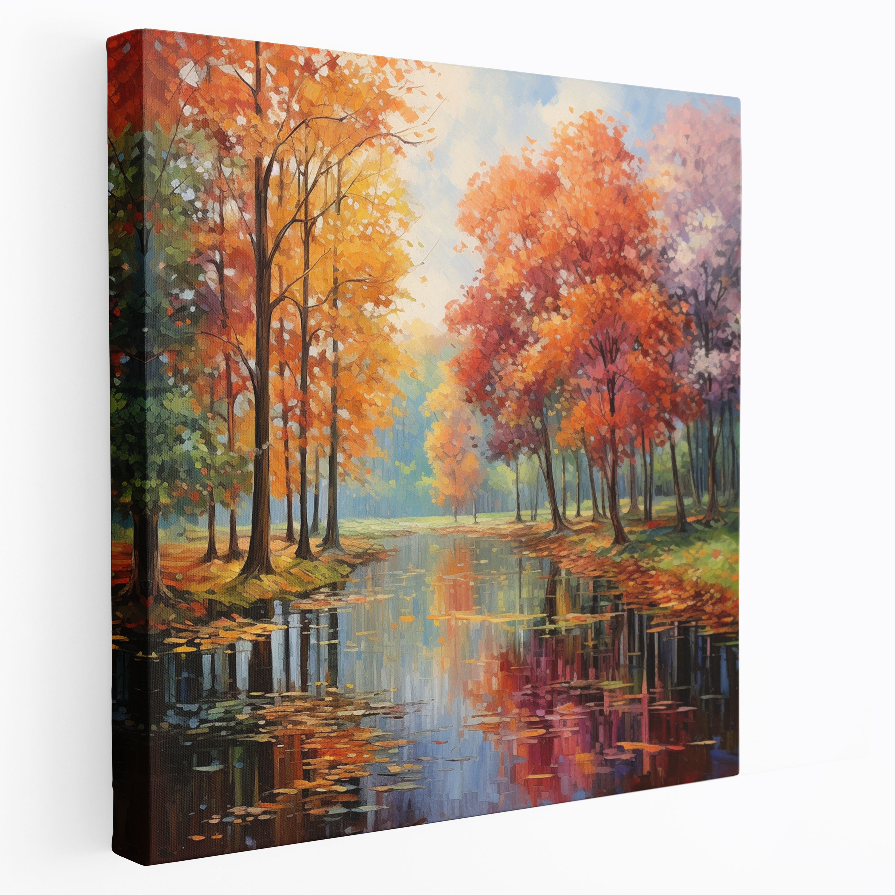 Autumn Leaves Canvas Print - Leaves, Home Decoration, Autumn, Impressionist Painting