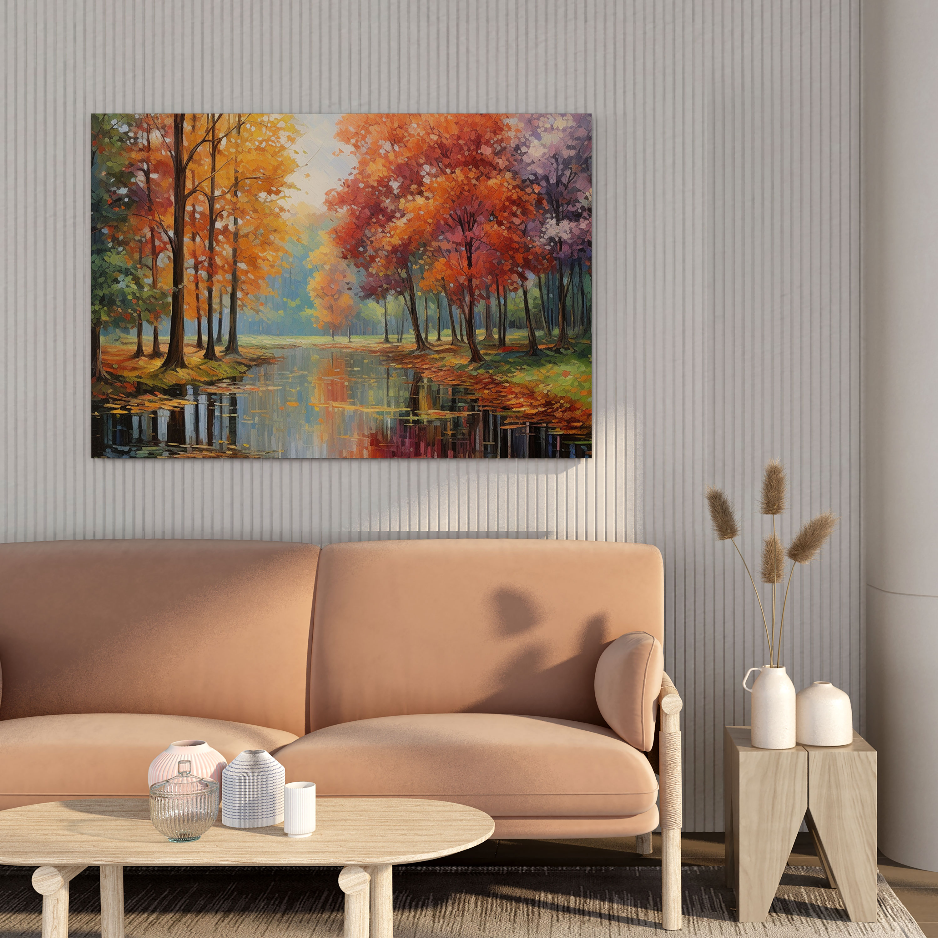 Autumn Leaves Canvas Print - Leaves, Home Decoration, Autumn, Impressionist Painting