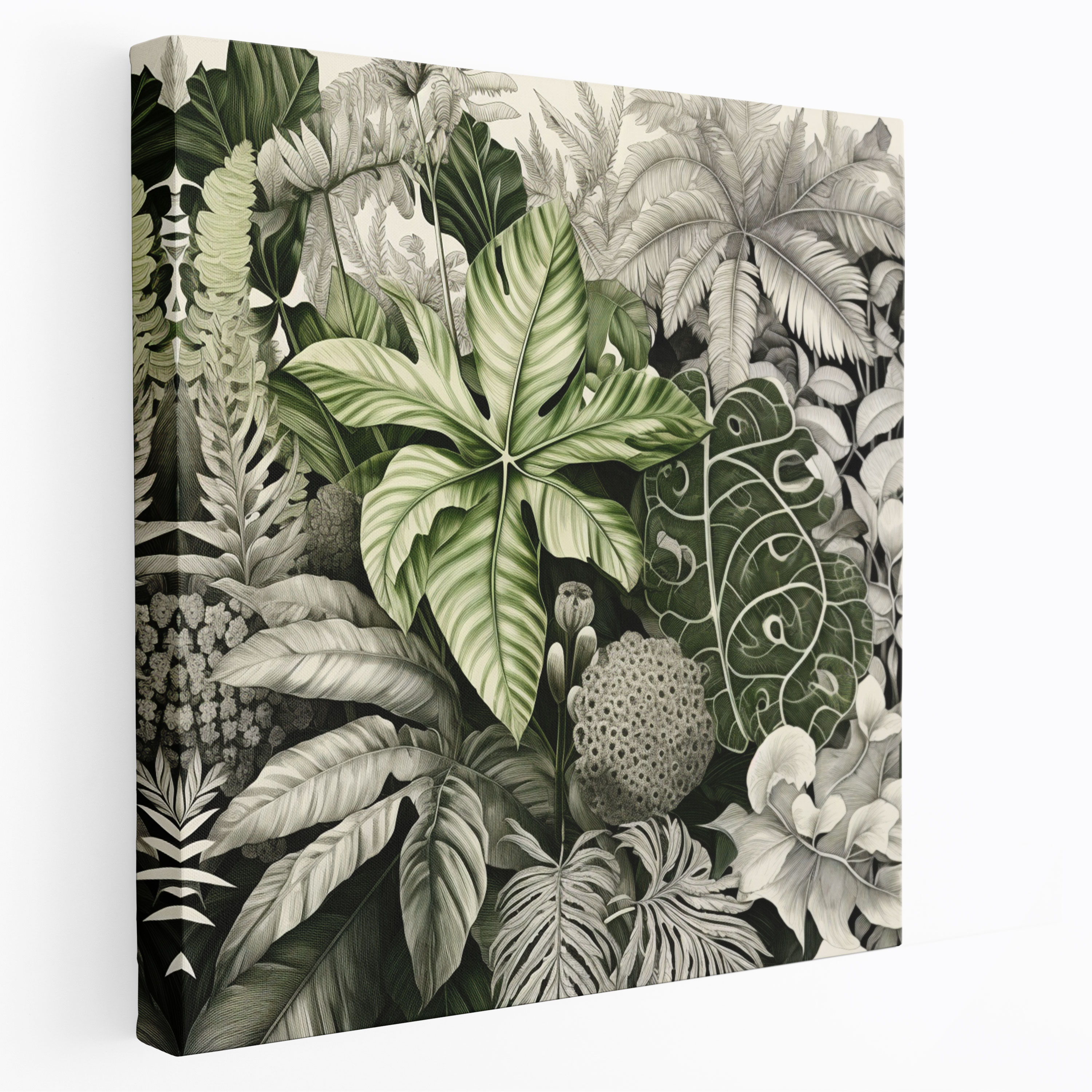 Botanical Leaves Wall Decoration - Leaves, Detailed Depiction, Patterns, Canvas Wall Art