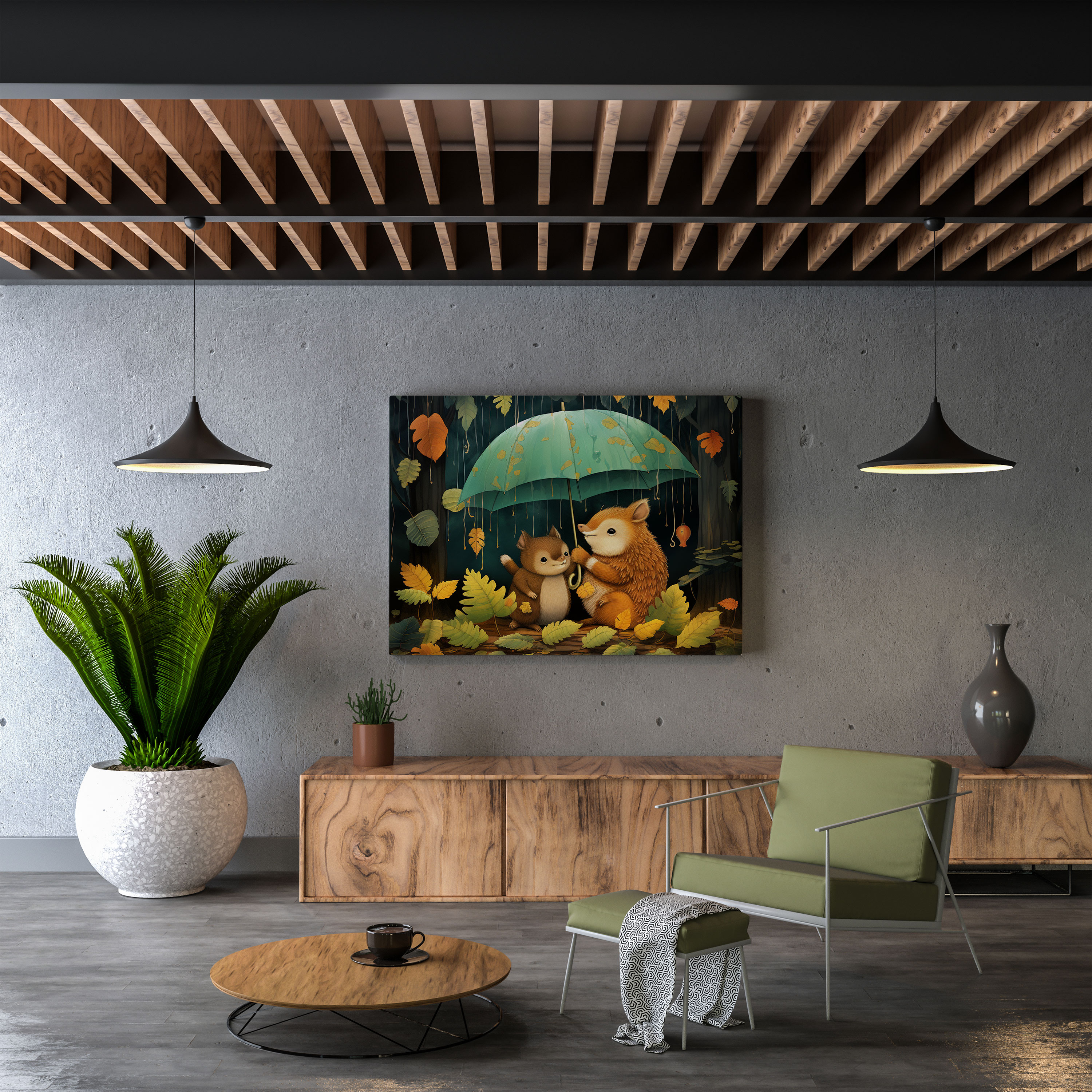 Wunderliches Blätter Wandkunst - Leinwand Tiere Leinwandbild