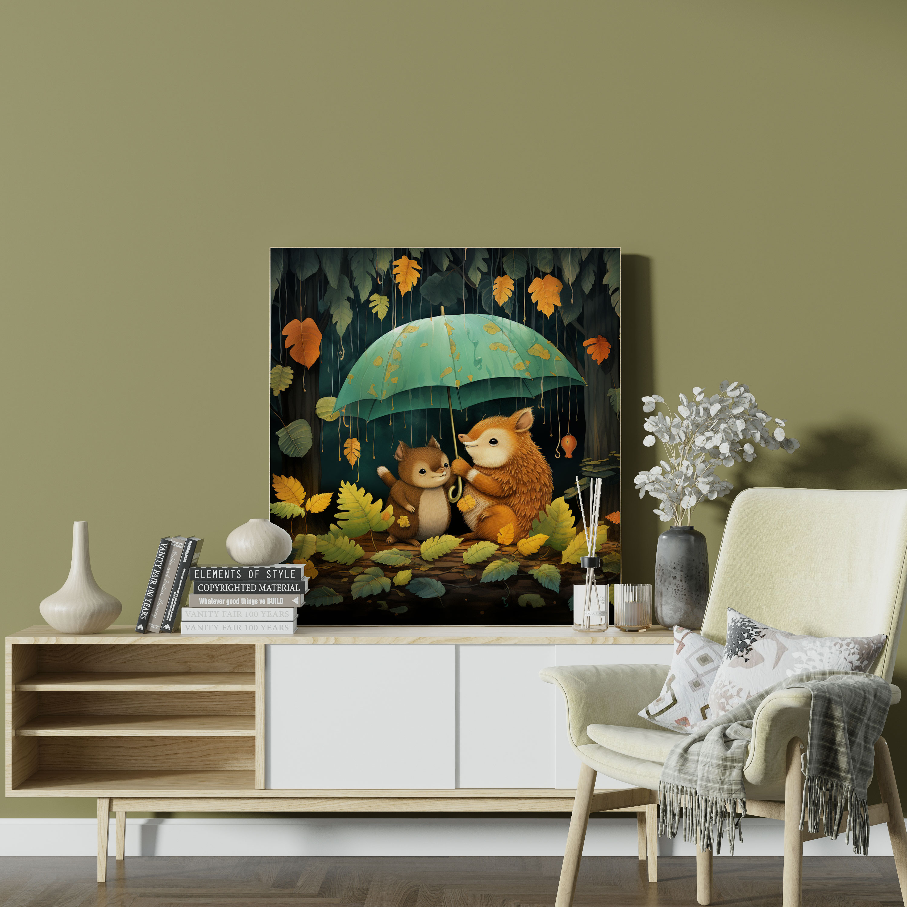 Wunderliches Blätter Wandkunst - Leinwand Tiere Leinwandbild