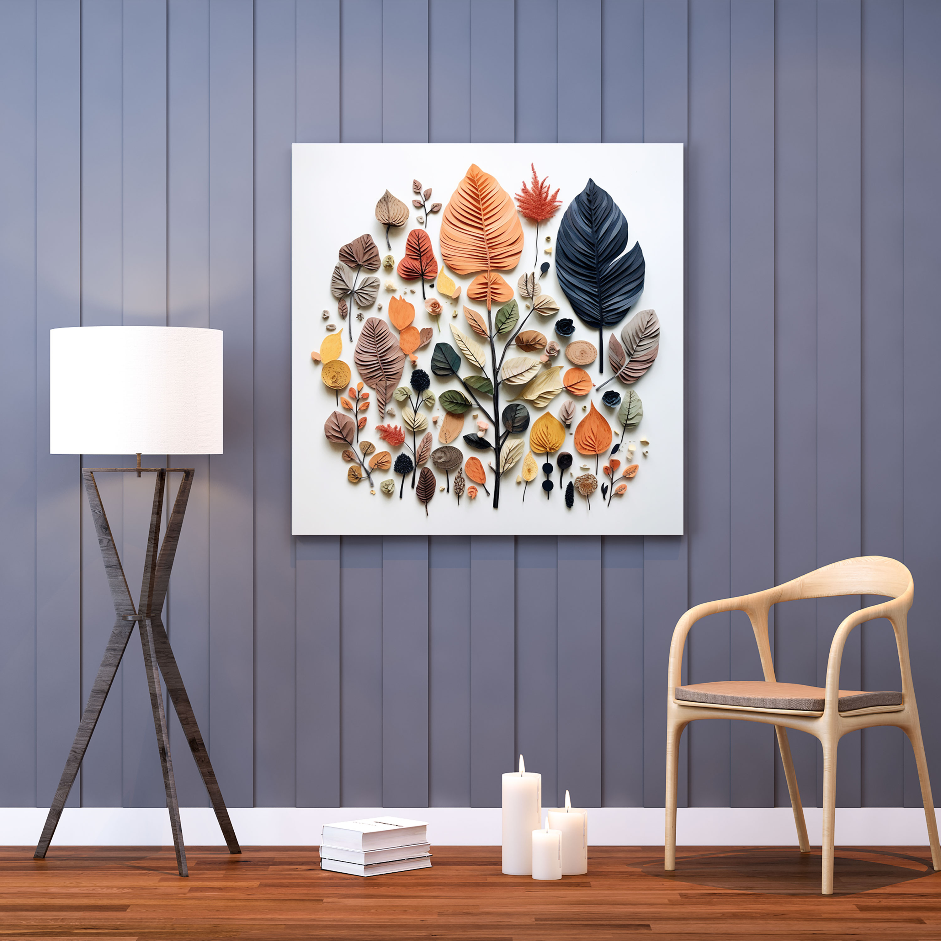 Eclectic Leaves Wall Art - Leaves, Wall Decoration, Canvas, Collage Artwork