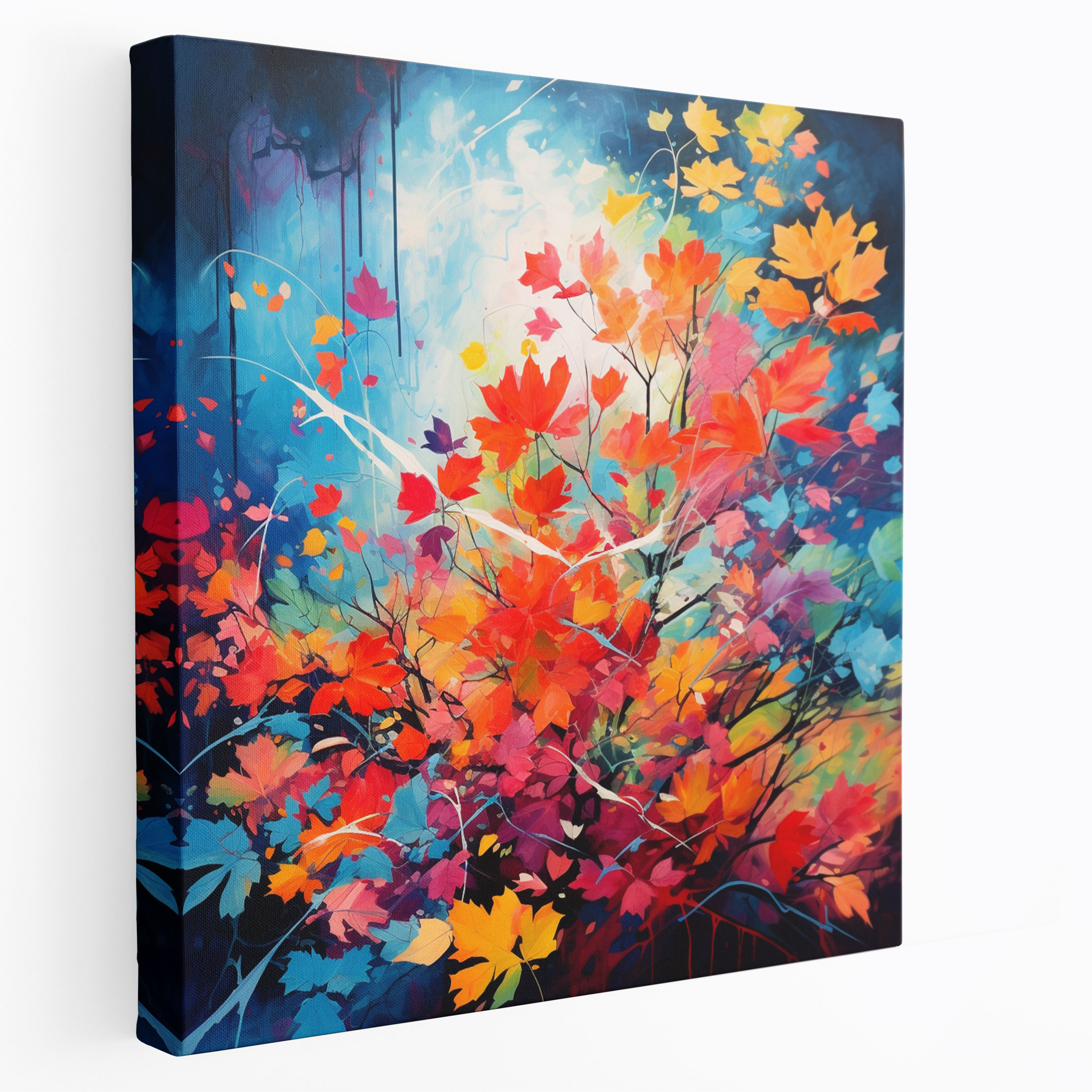 Expressive Leaves Canvas Print - Leaves, Wall Decoration, Captivating Colors, Bold