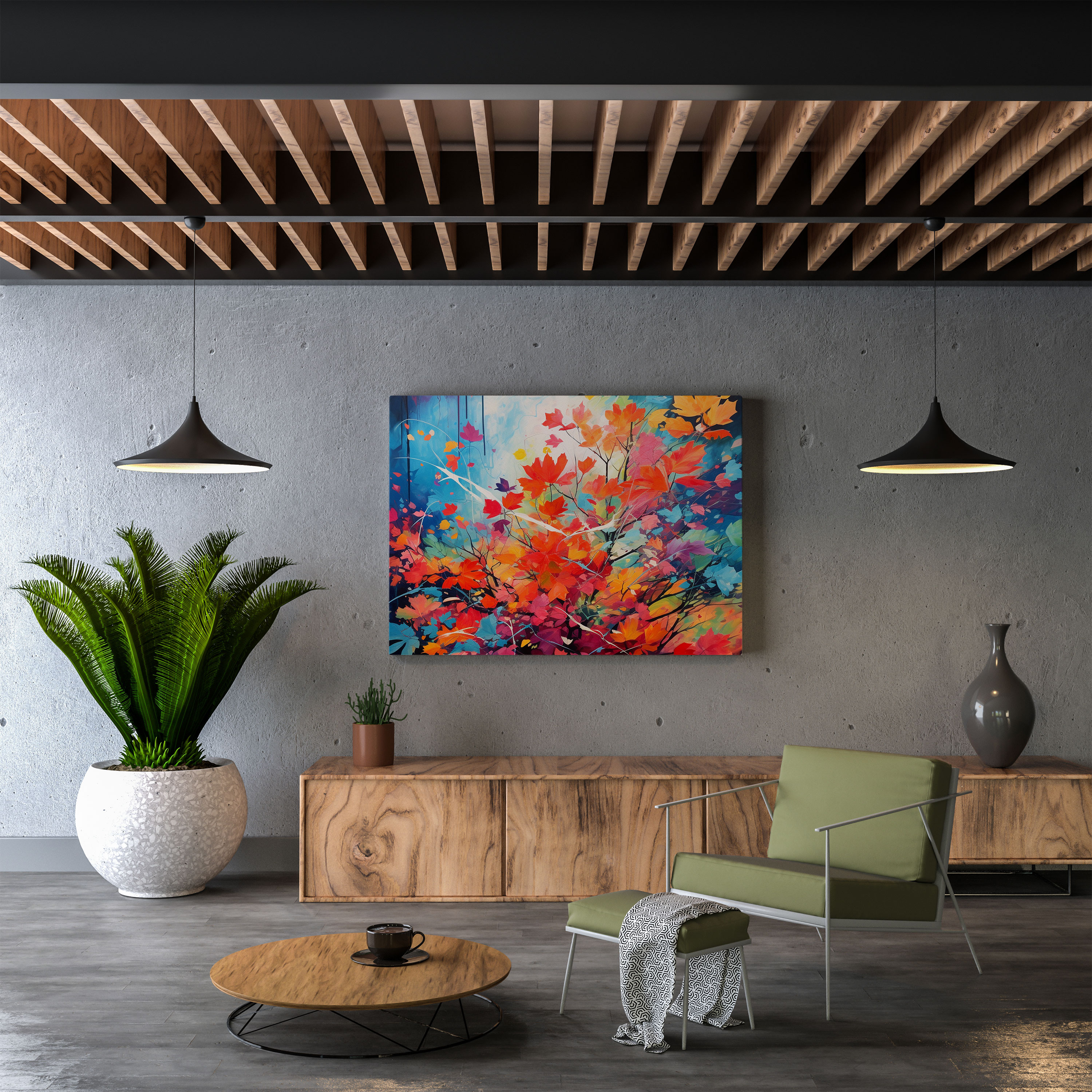 Expressive Leaves Canvas Print - Leaves, Wall Decoration, Captivating Colors, Bold