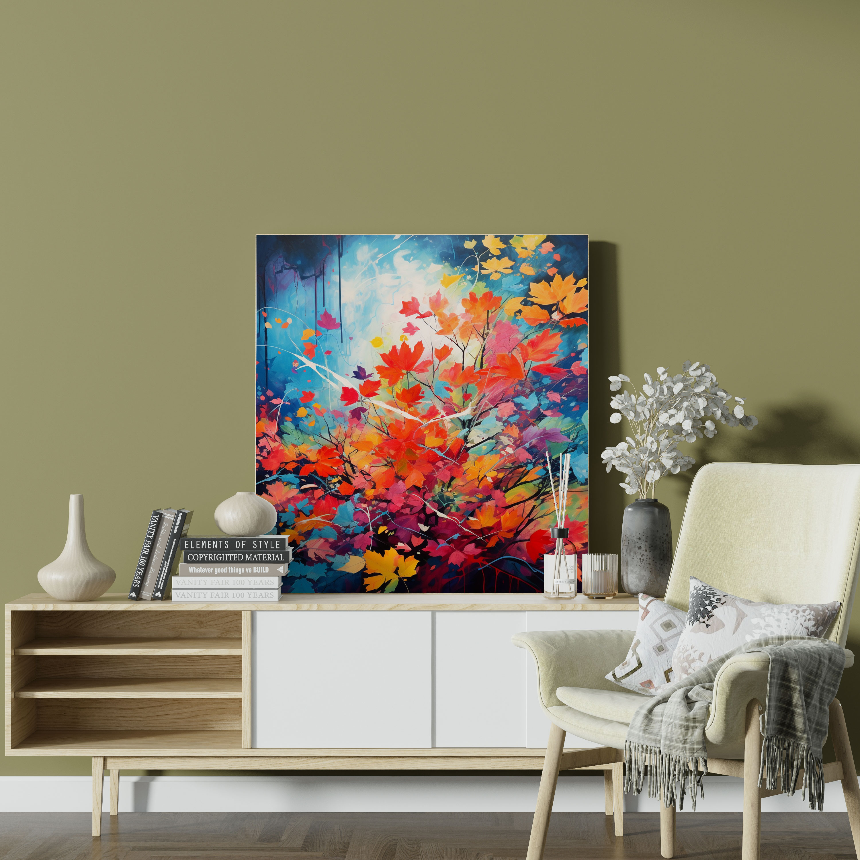 Expressive Leaves Canvas Print - Leaves, Wall Decoration, Captivating Colors, Bold