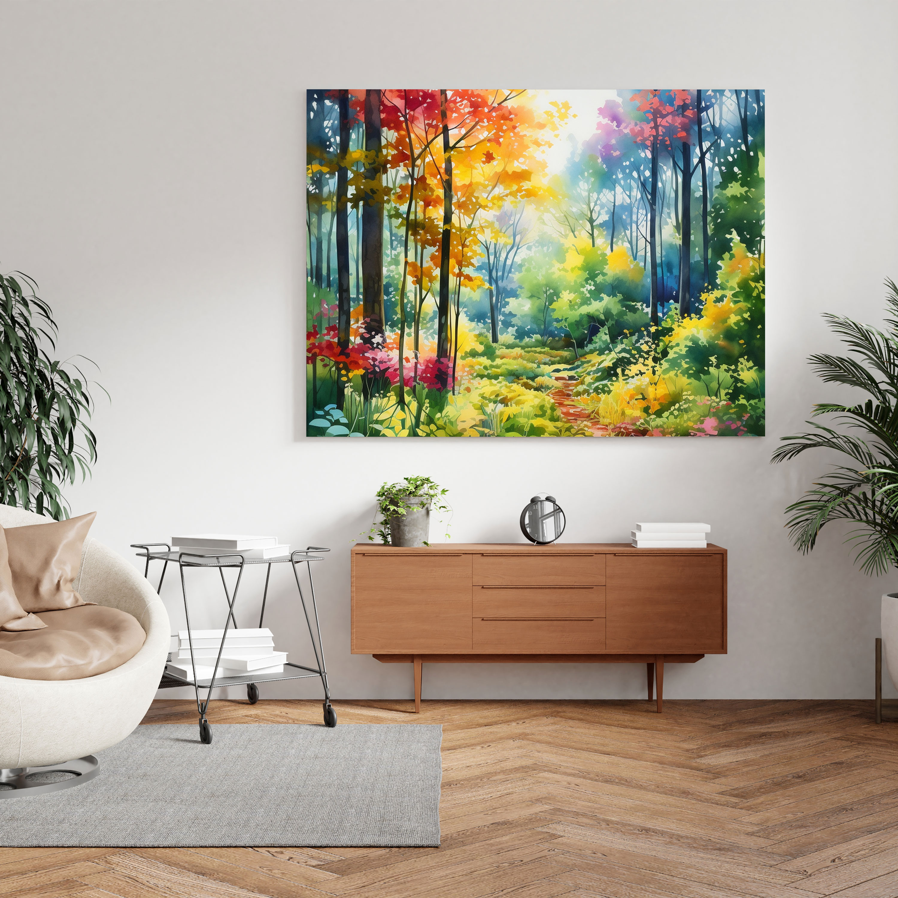 Leaves Canvas Print - Vibrant Watercolor Forest Wall Art - Leaves, Canvas, Canvas Print, Lush