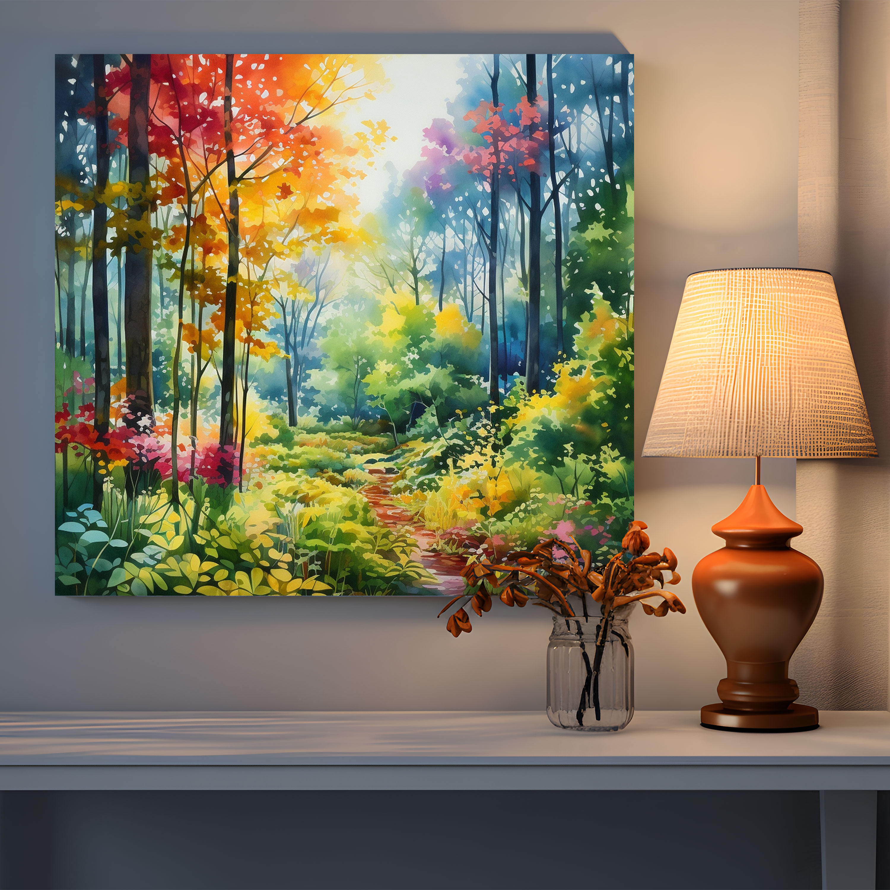 Leaves Canvas Print - Vibrant Watercolor Forest Wall Art - Leaves, Canvas, Canvas Print, Lush