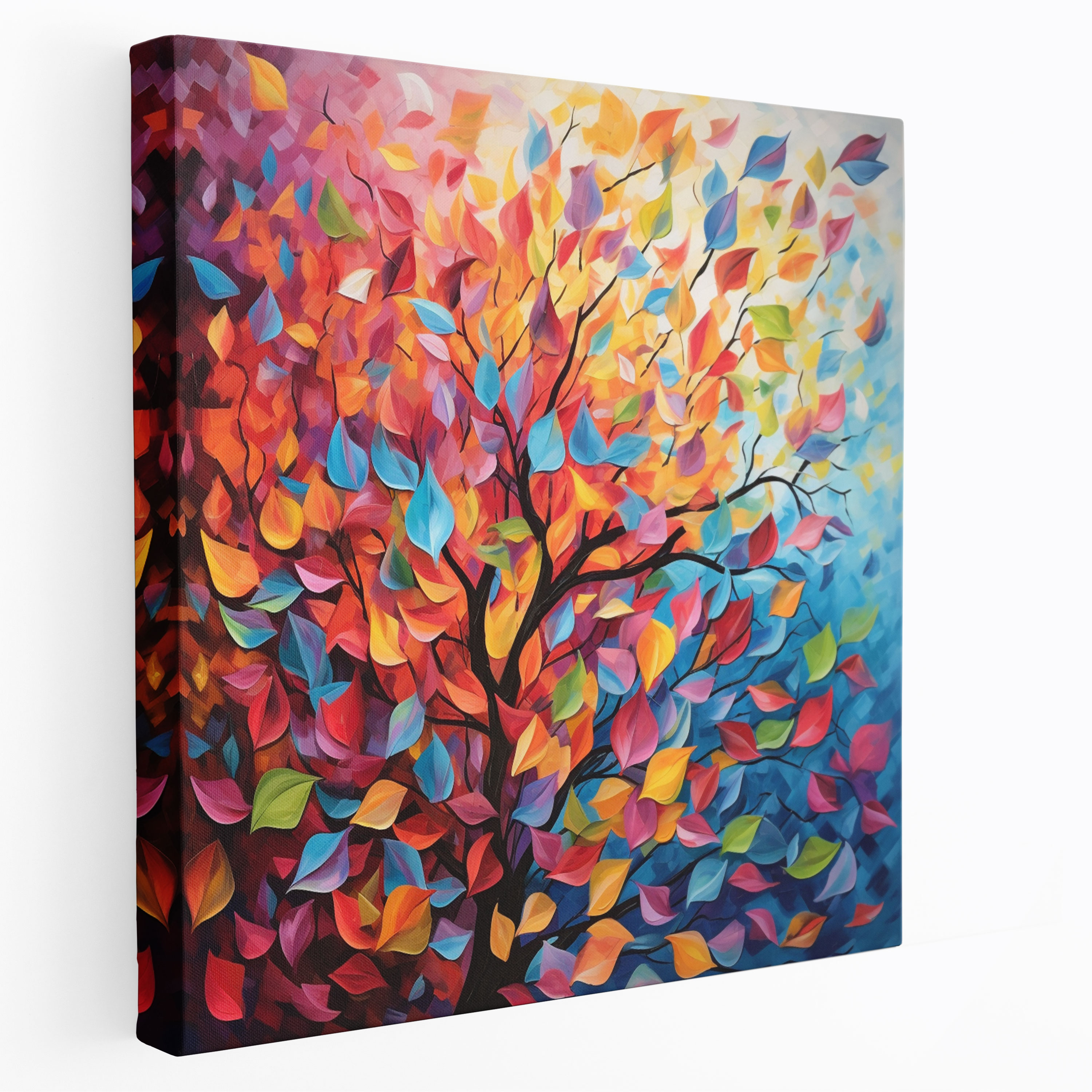 Leaves Canvas Print - Abstract Colorful Leaves Wall Art - Leaves, Wall Decoration, Canvas, Joy