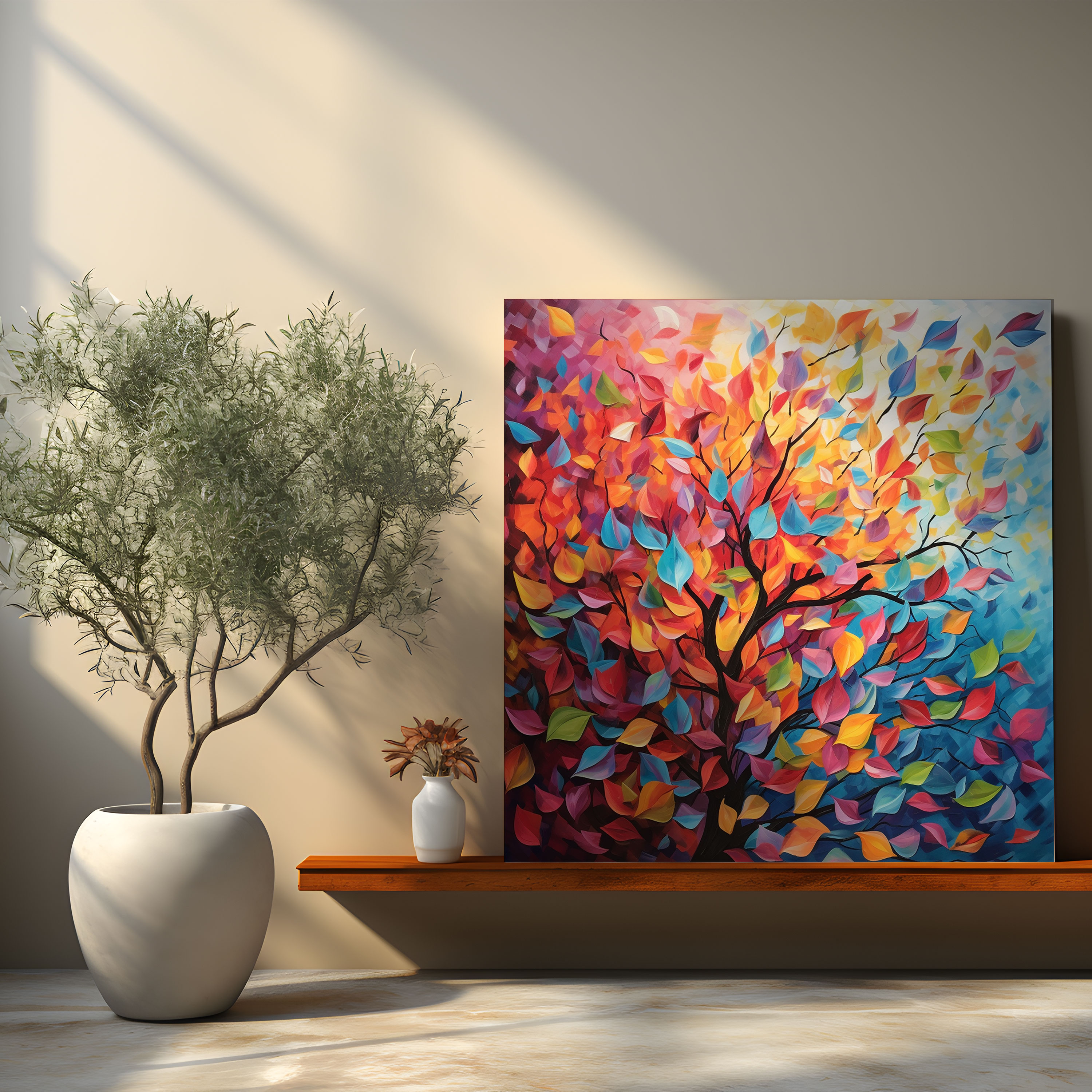 Leaves Canvas Print - Abstract Colorful Leaves Wall Art - Leaves, Wall Decoration, Canvas, Joy