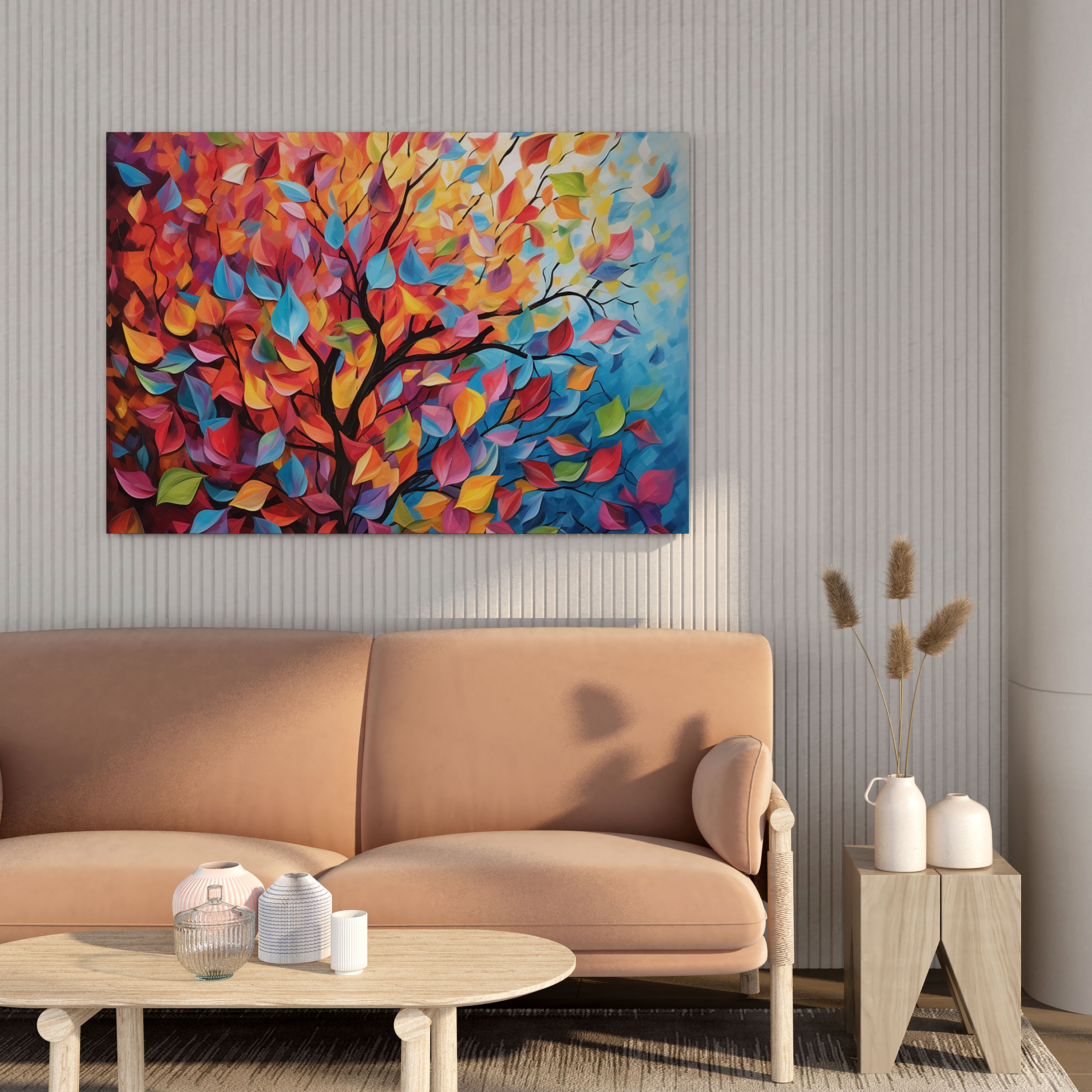 Leaves Canvas Print - Abstract Colorful Leaves Wall Art - Leaves, Wall Decoration, Canvas, Joy