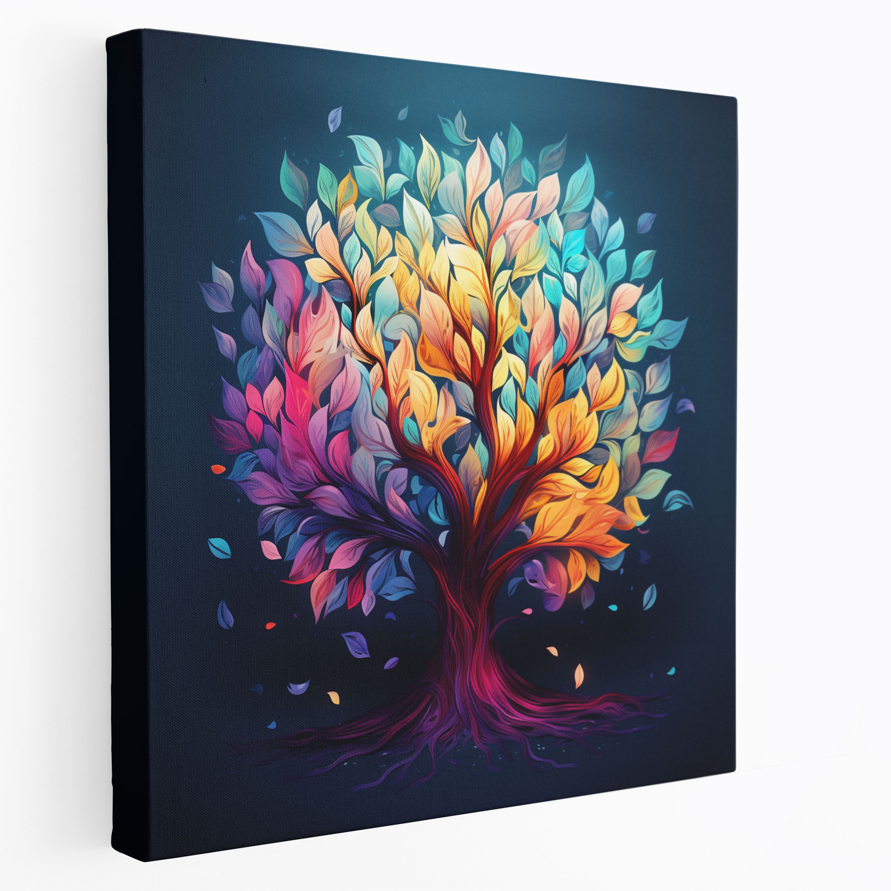 Leaves Canvas Print - Whimsical Tree Of Leaves Wall Art - Leaves, Canvas, Canvas Print, Digital Illustration