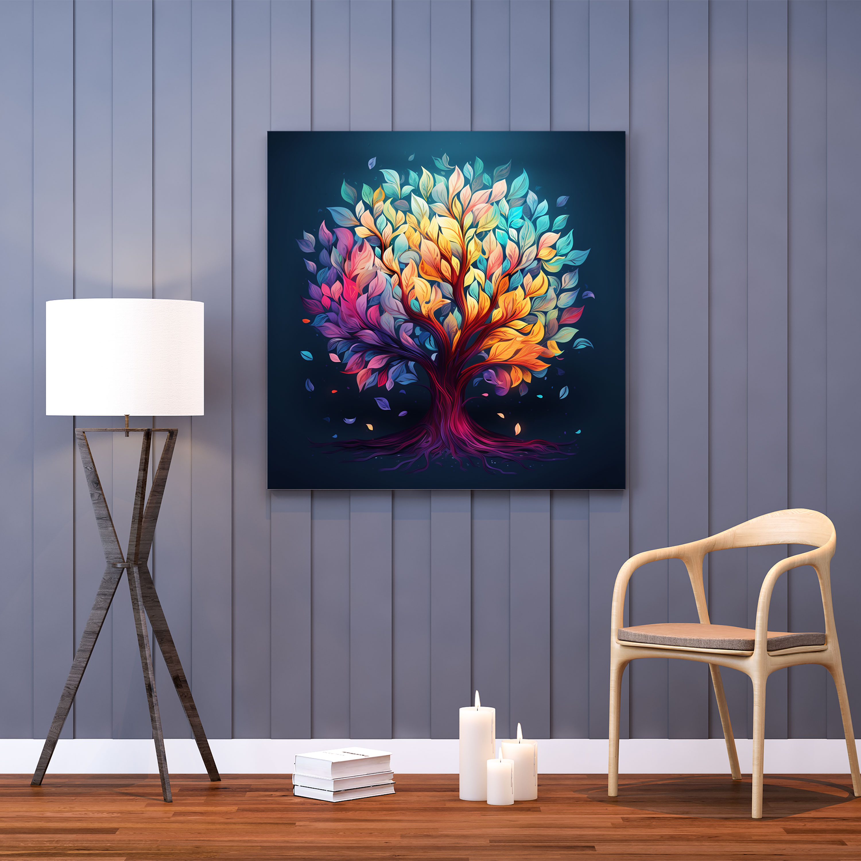 Leaves Canvas Print - Whimsical Tree Of Leaves Wall Art - Leaves, Canvas, Canvas Print, Digital Illustration