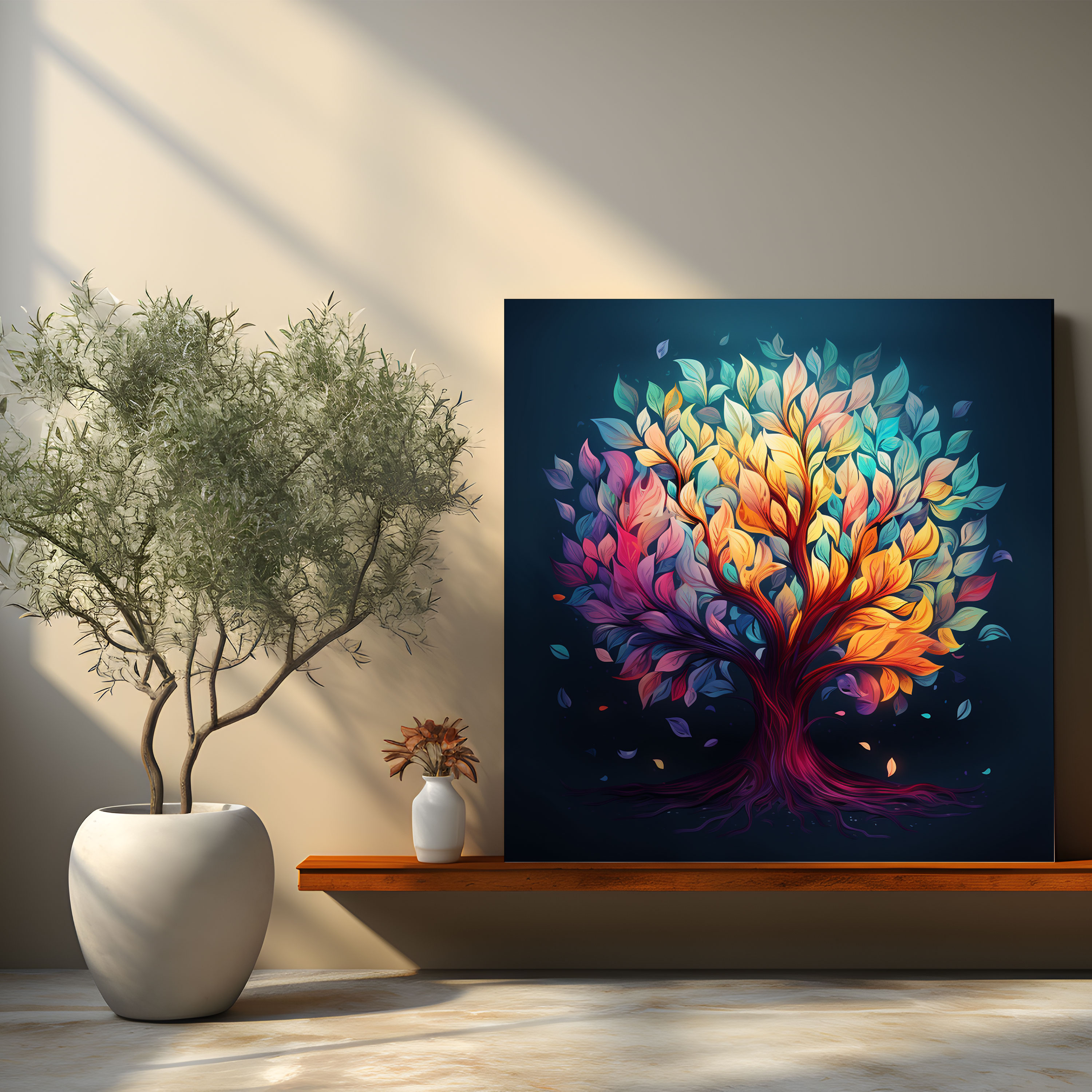 Leaves Canvas Print - Whimsical Tree Of Leaves Wall Art - Leaves, Canvas, Canvas Print, Digital Illustration