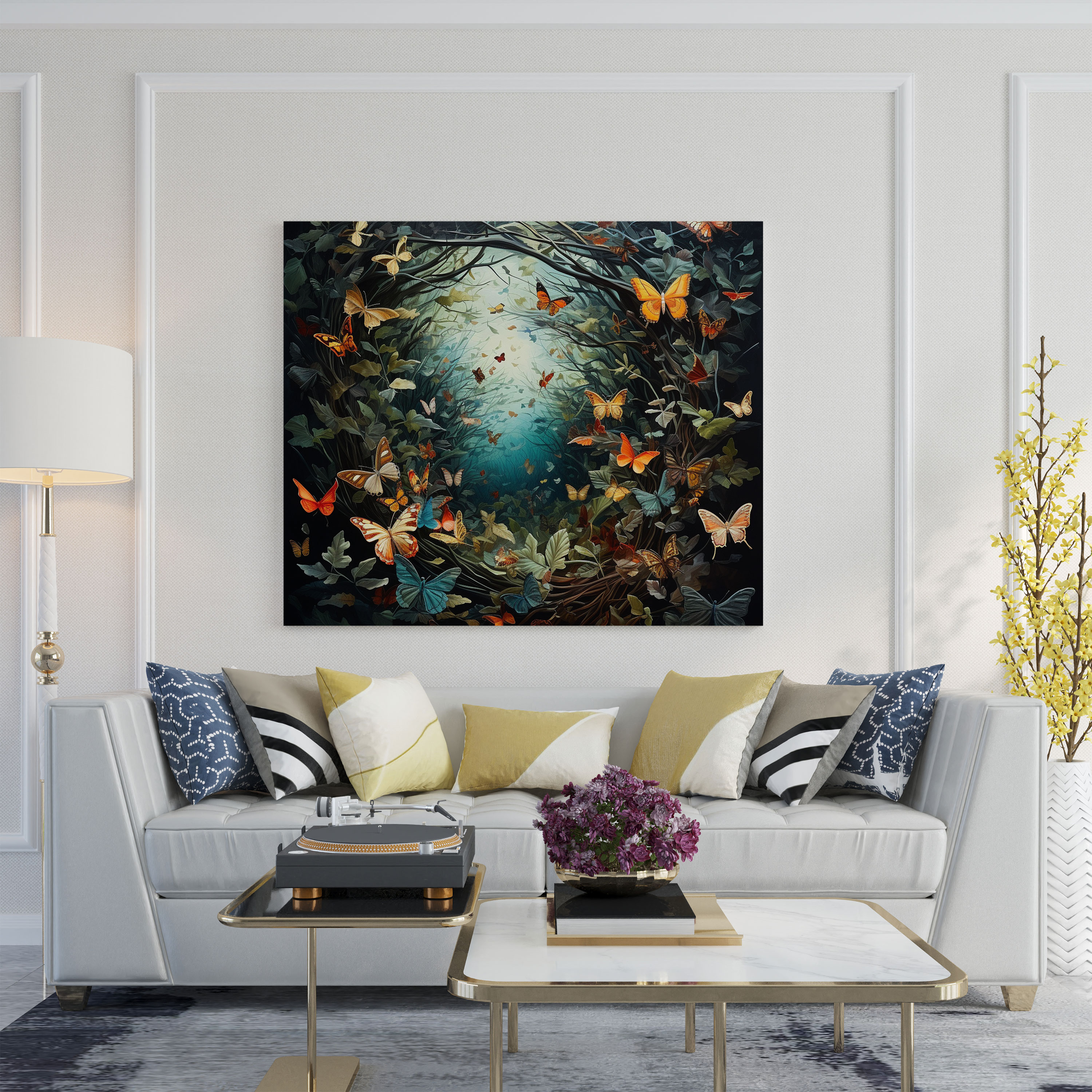 Leaves Canvas Print - Surreal Butterflies Of Transformation Wall Art - Leaves, Wall Decoration, Wall Art, Mixed Media Artwork