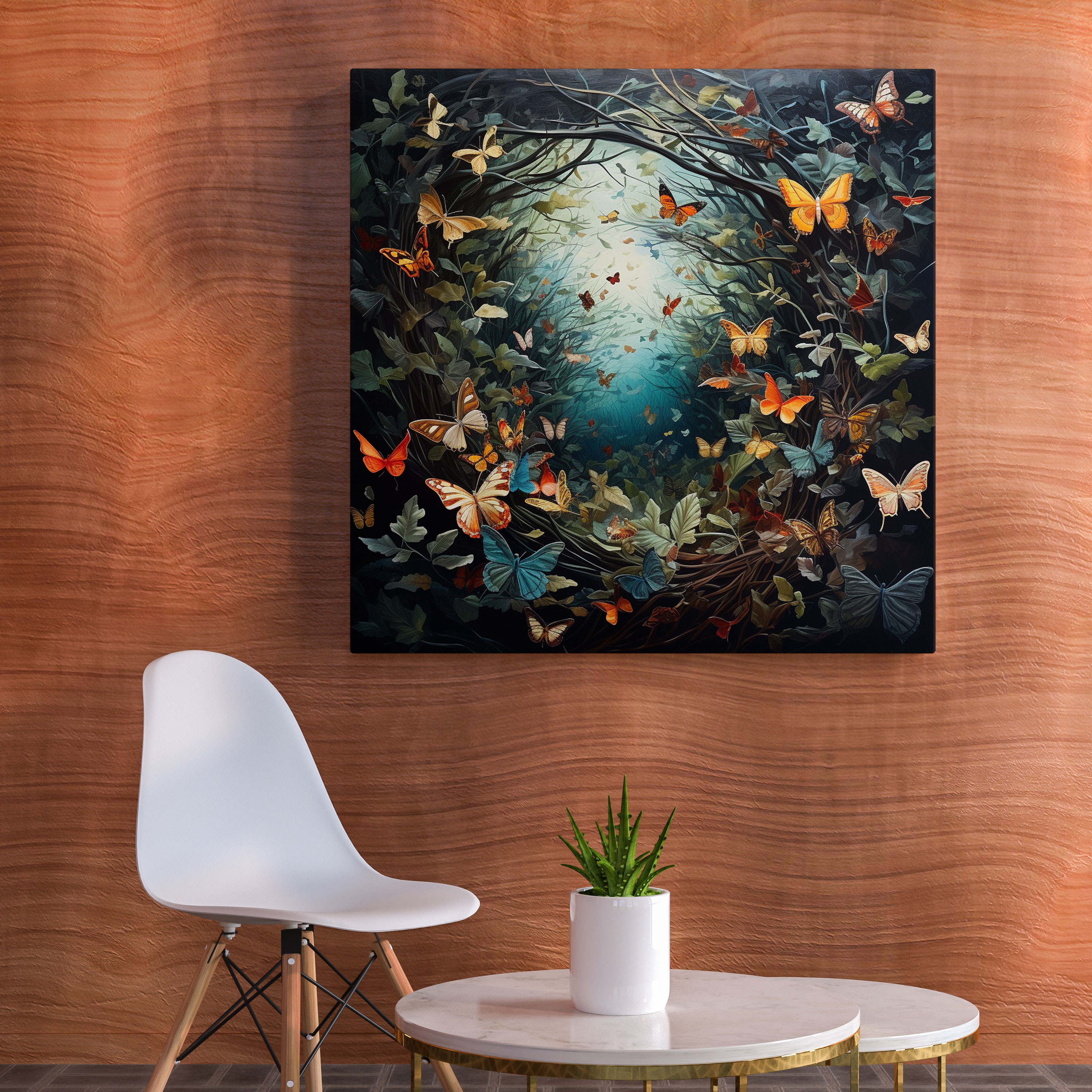 Leaves Canvas Print - Surreal Butterflies Of Transformation Wall Art - Leaves, Wall Decoration, Wall Art, Mixed Media Artwork