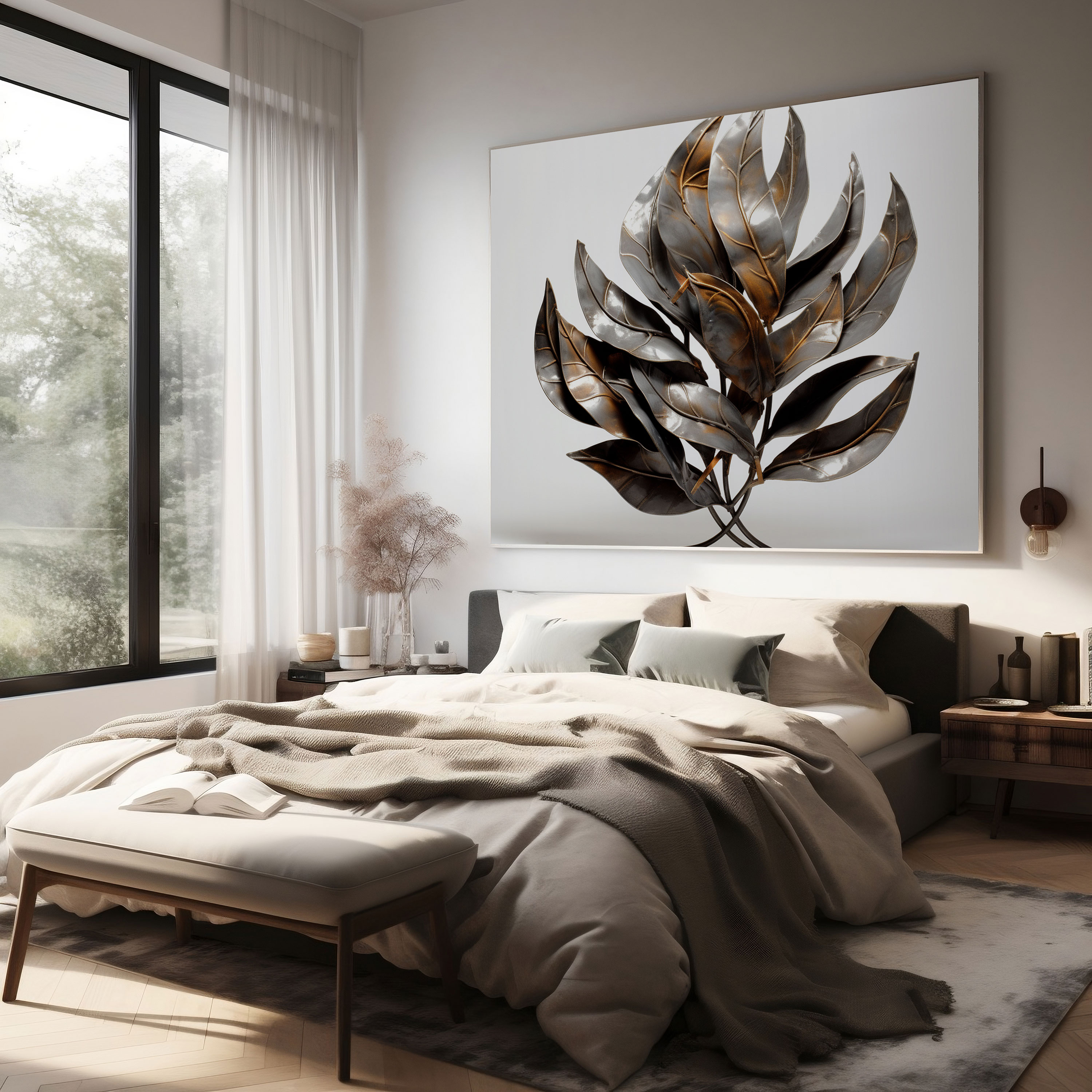 Leaves Wall Decoration - Contemporary Metal Sculpture - Leaves, Contemporary, Home Decoration, Wall Decoration