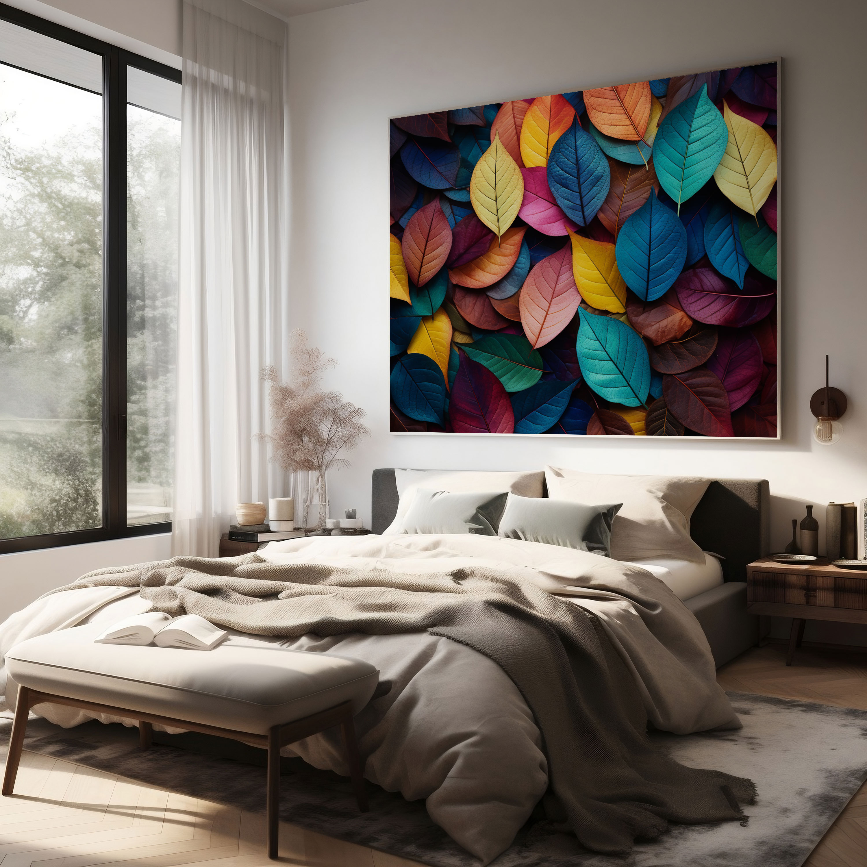 Wanddekoration mit Blättern - Heimdekoration Leinwandbild mit Blättern