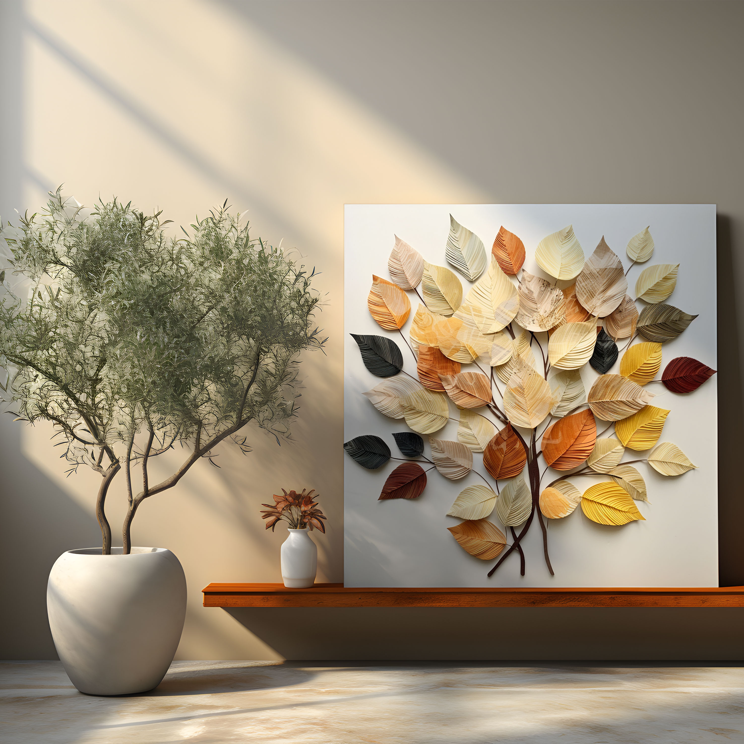 Leaves Wall Art - Leaves, Recycled Paper, Home Decoration, Mixed Media Artwork