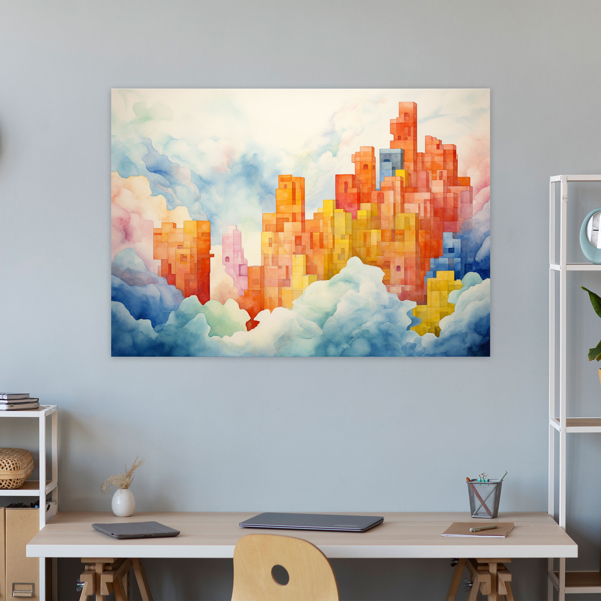 Lego Watercolor Wall Art - Dreamy Lego Blocks Canvas Print - Lego, Home Decoration, Canvas Print, Lego Watercolor Wall Art