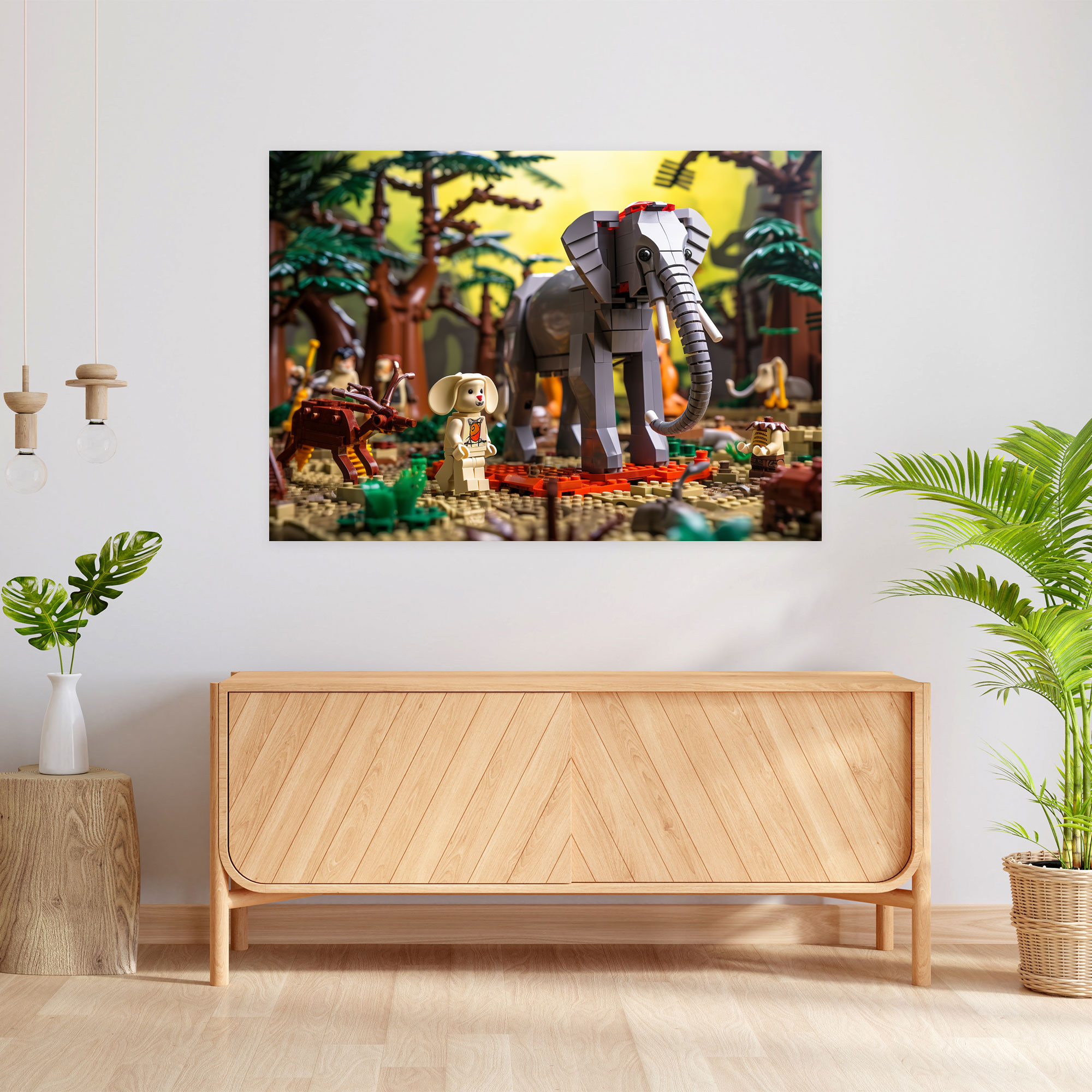 Lego Safari Expedition Wanddekoration - Lego Leinwandkunst Wandbild Wohnkultur