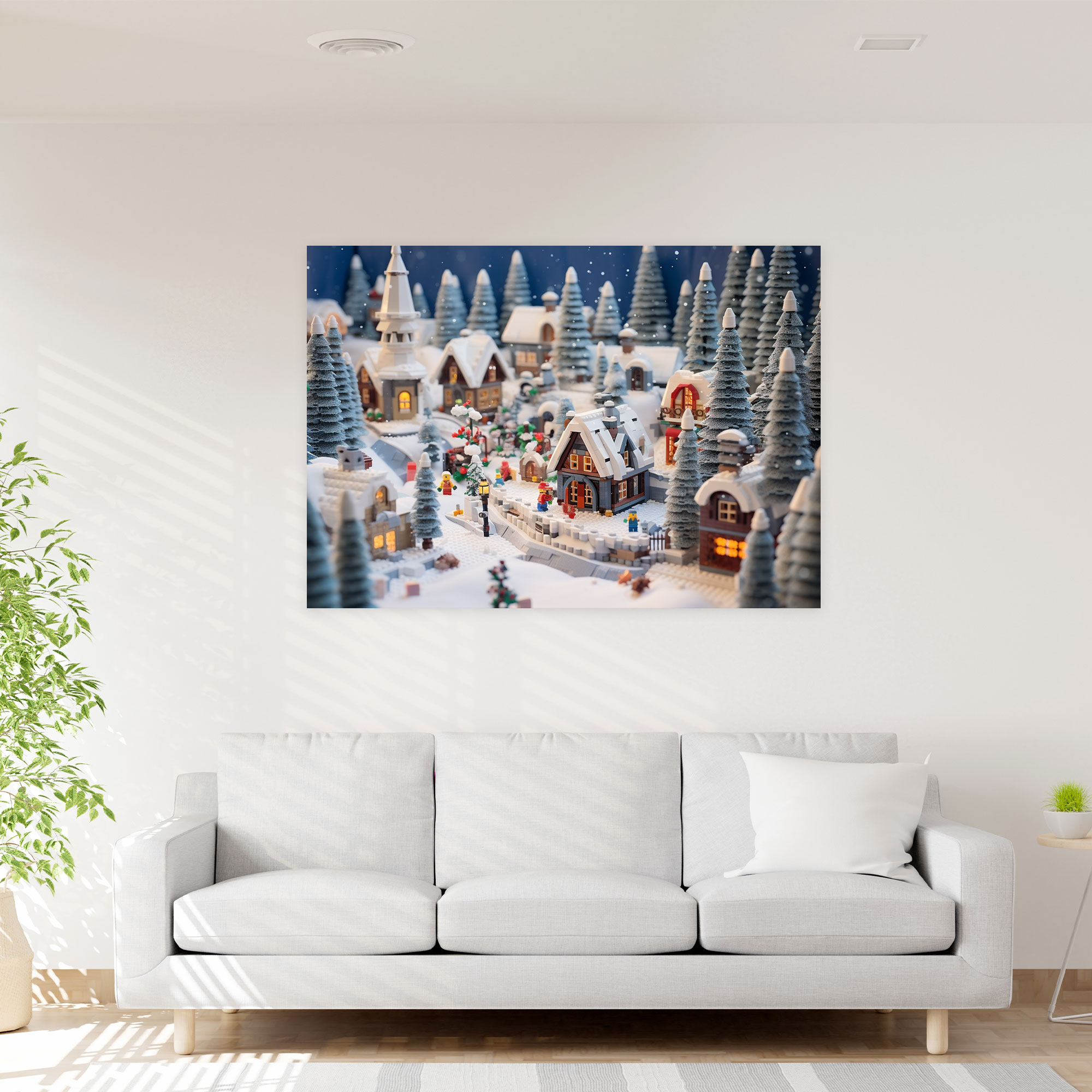 Lego Winter Village Leinwandbild - Weihnachtliche Dekorationen Wandkunst Wohnkultur