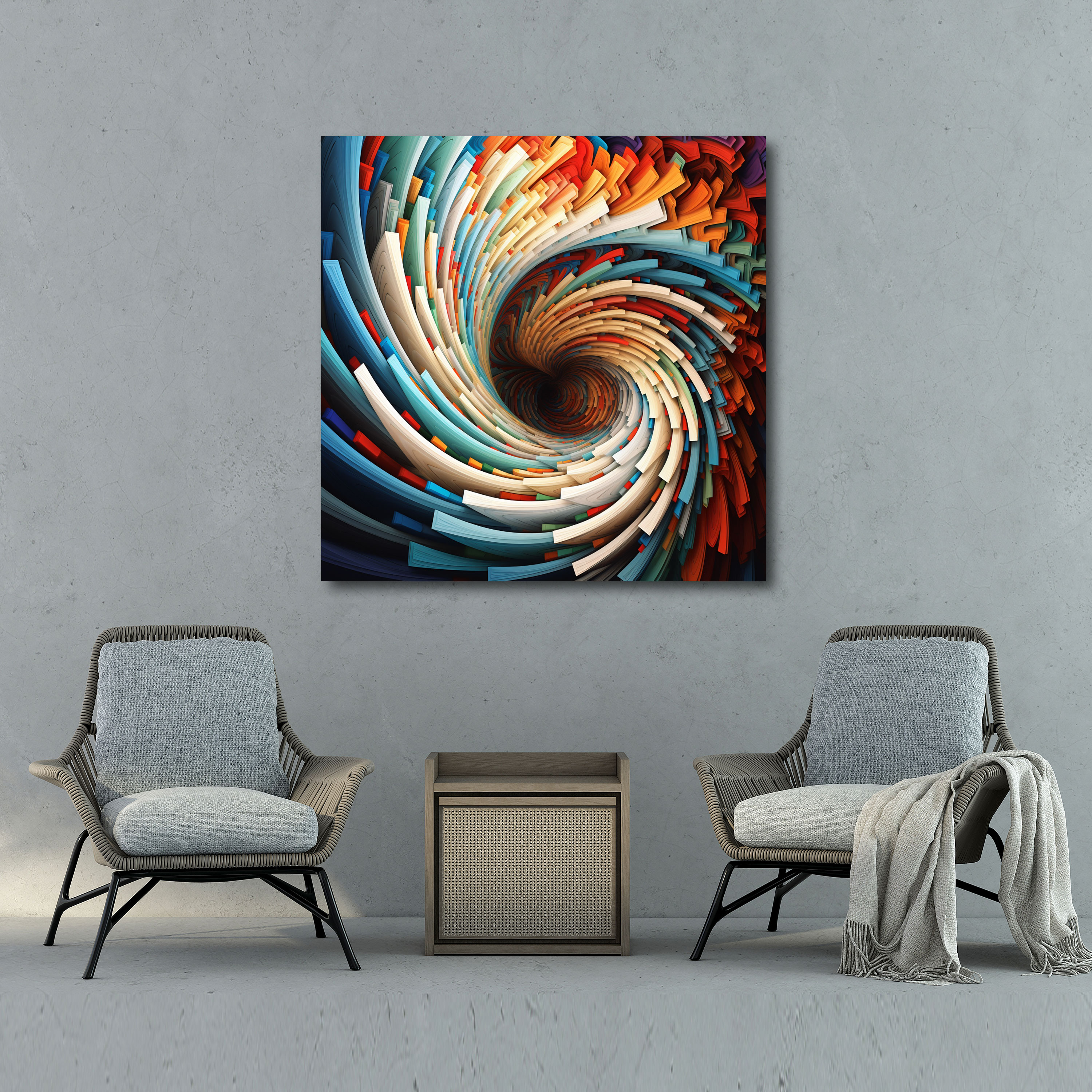 Linsenraster Wanddekoration: Wirbelnde Illusion - Digitale Illustration auf Leinwand