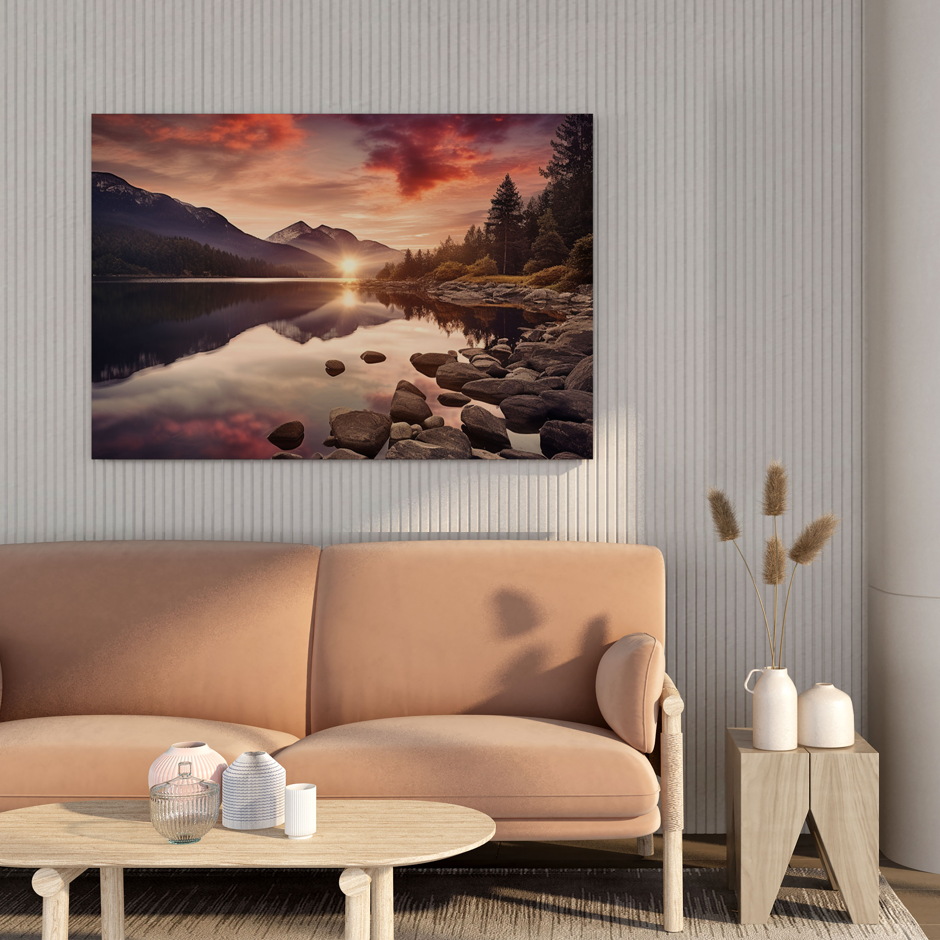 Lenticular Wall Art: Serene Sunset Reflections - Lenticular, Canvas Print, Landscape, Home Decoration