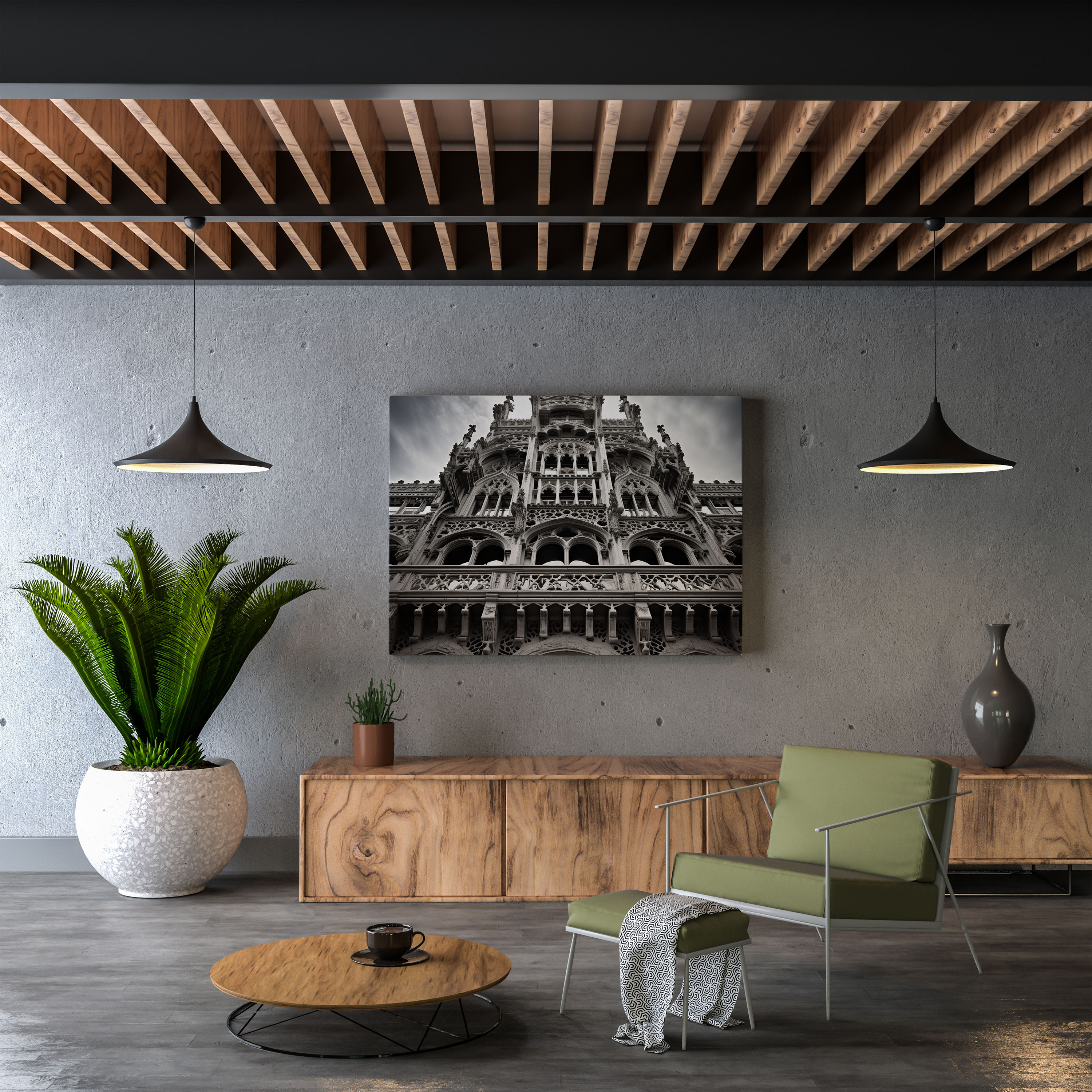 Lenticular Architectural Black And White Photograph Canvas Print - Lenticular, Wall Decoration, Canvas Wall Art, Canvas Print