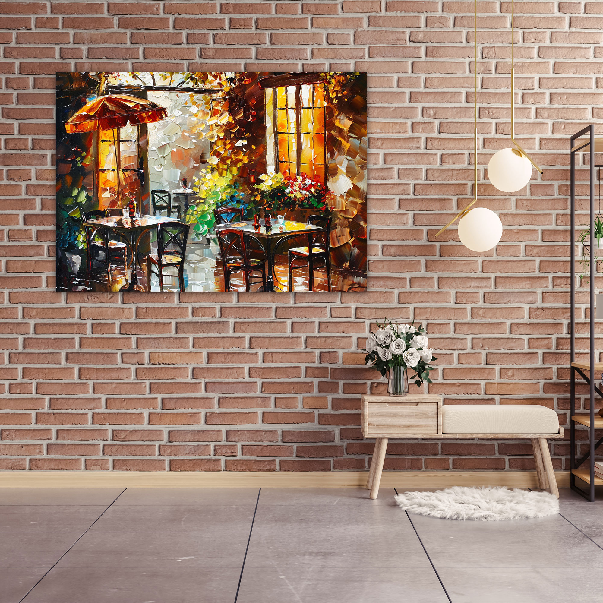 Leonid Afremov Cafe Canvas Print - Leonid Afremov, Wall Decoration, Canvas, Home Decoration