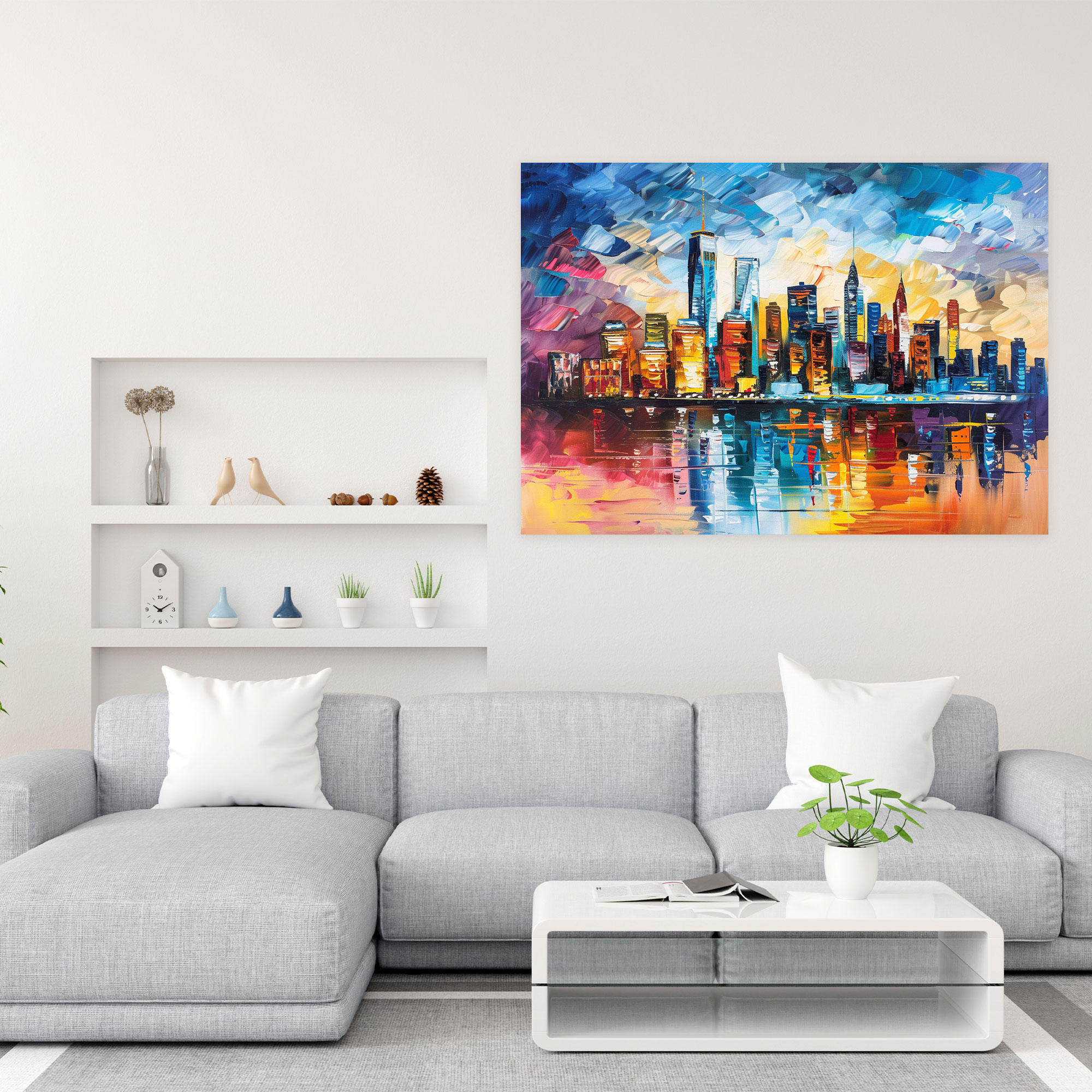 Leonid Afremov Inspired Cityscape Canvas Print - Leonid Afremov, Wall Decoration, Wall Art, Leonid Afremov