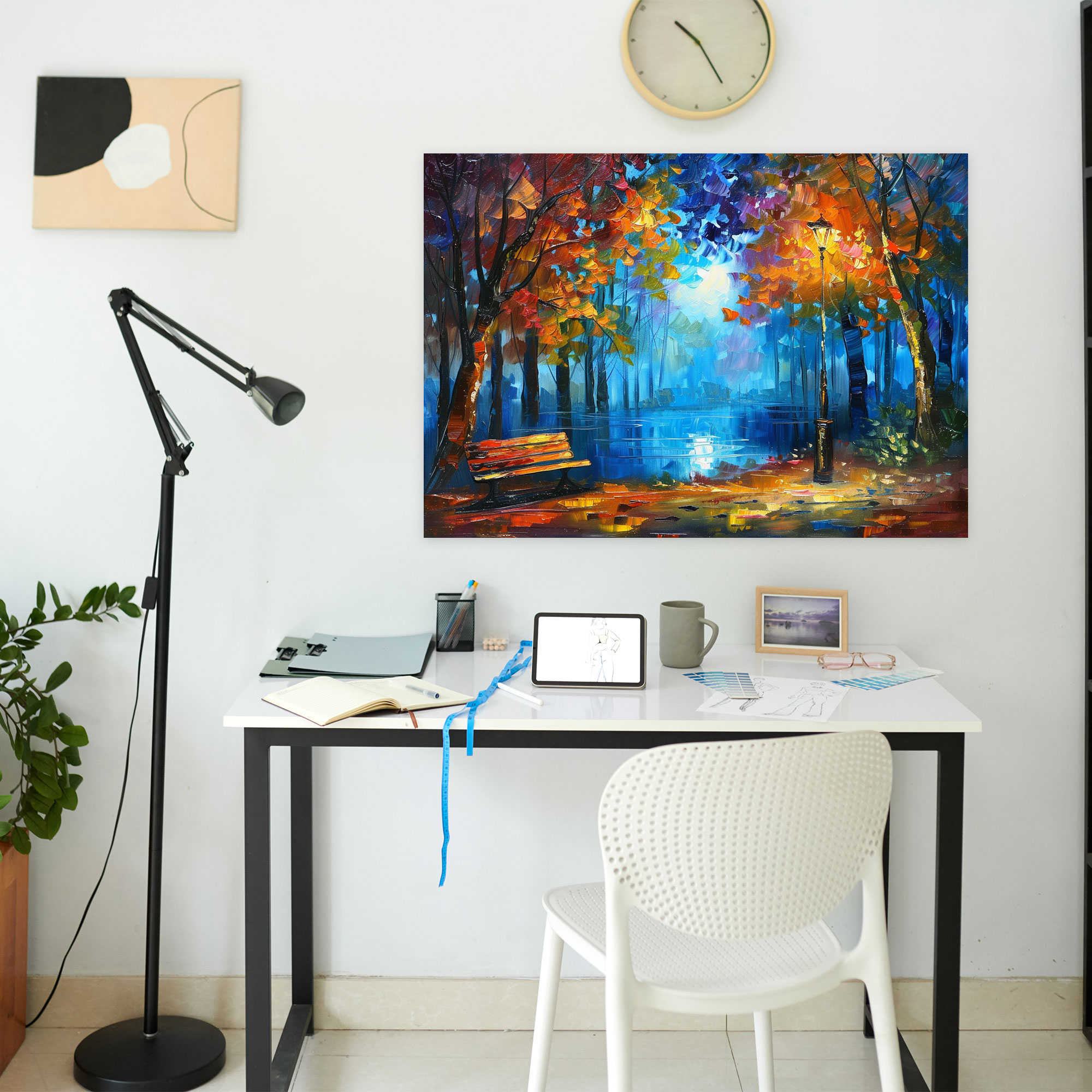 Leonid Afremov Inspired Moonlit Park Canvas Print - Leonid Afremov, Wall Decoration, Home Decoration, Canvas