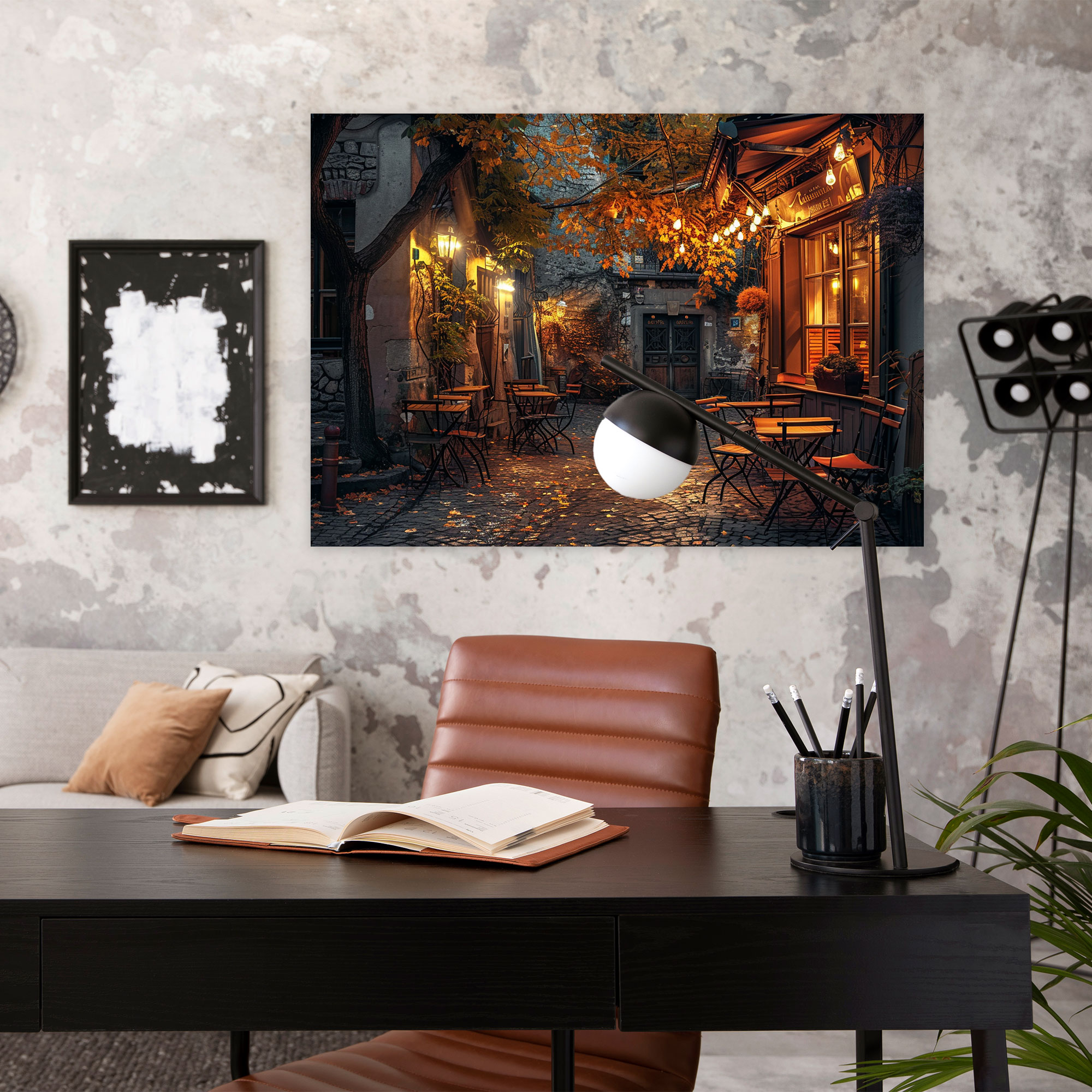 Leonid Afremov Inspired Cozy Café Canvas Print - Leonid Afremov, Canvas Print, Canvas Wall Art, Wall Decoration