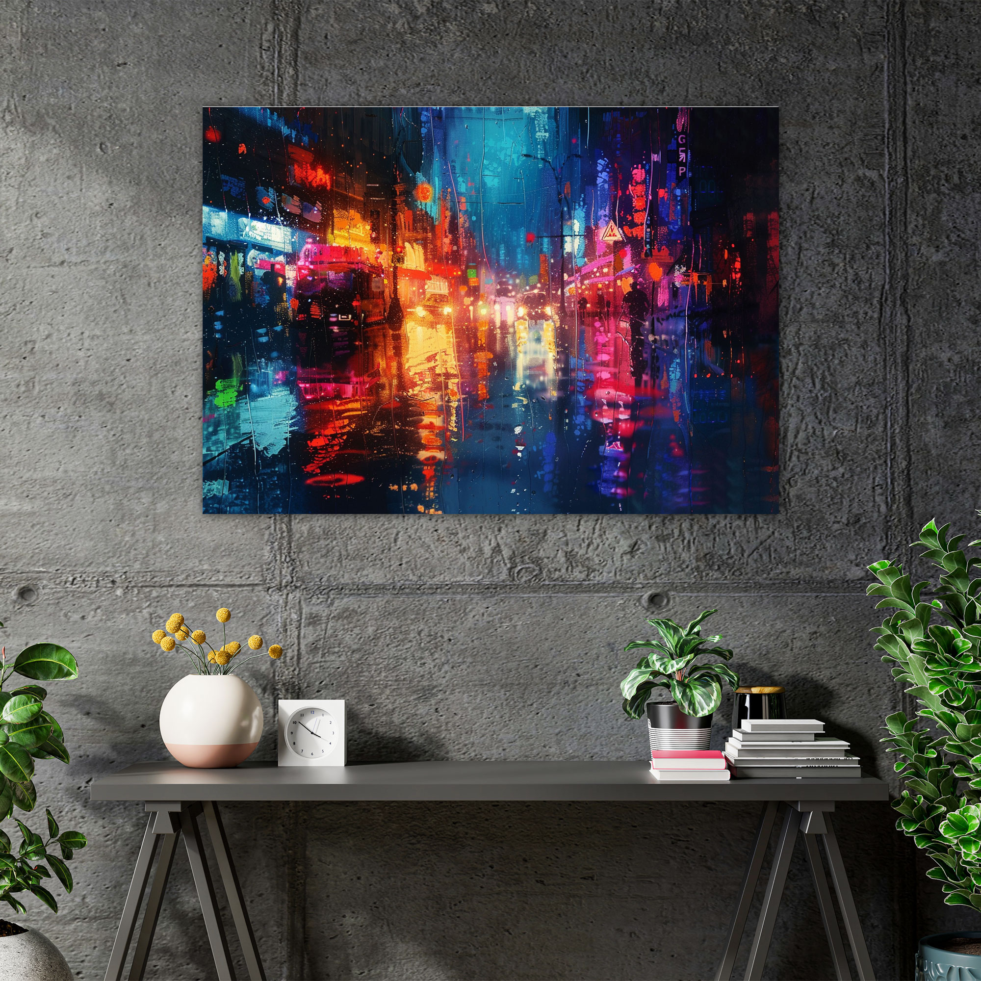 Cityscape Rainy Night Canvas Print - Leonid Afremov, Wall Decoration, Canvas, Wall Art
