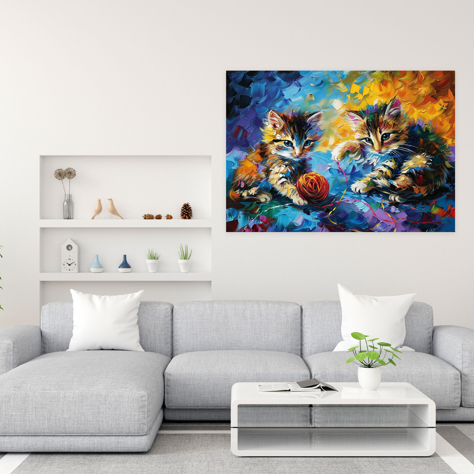 Leonid Afremov Wall Art Cats Canvas Print - Leonid Afremov, Canvas Print, Canvas, Canvas Wall Art