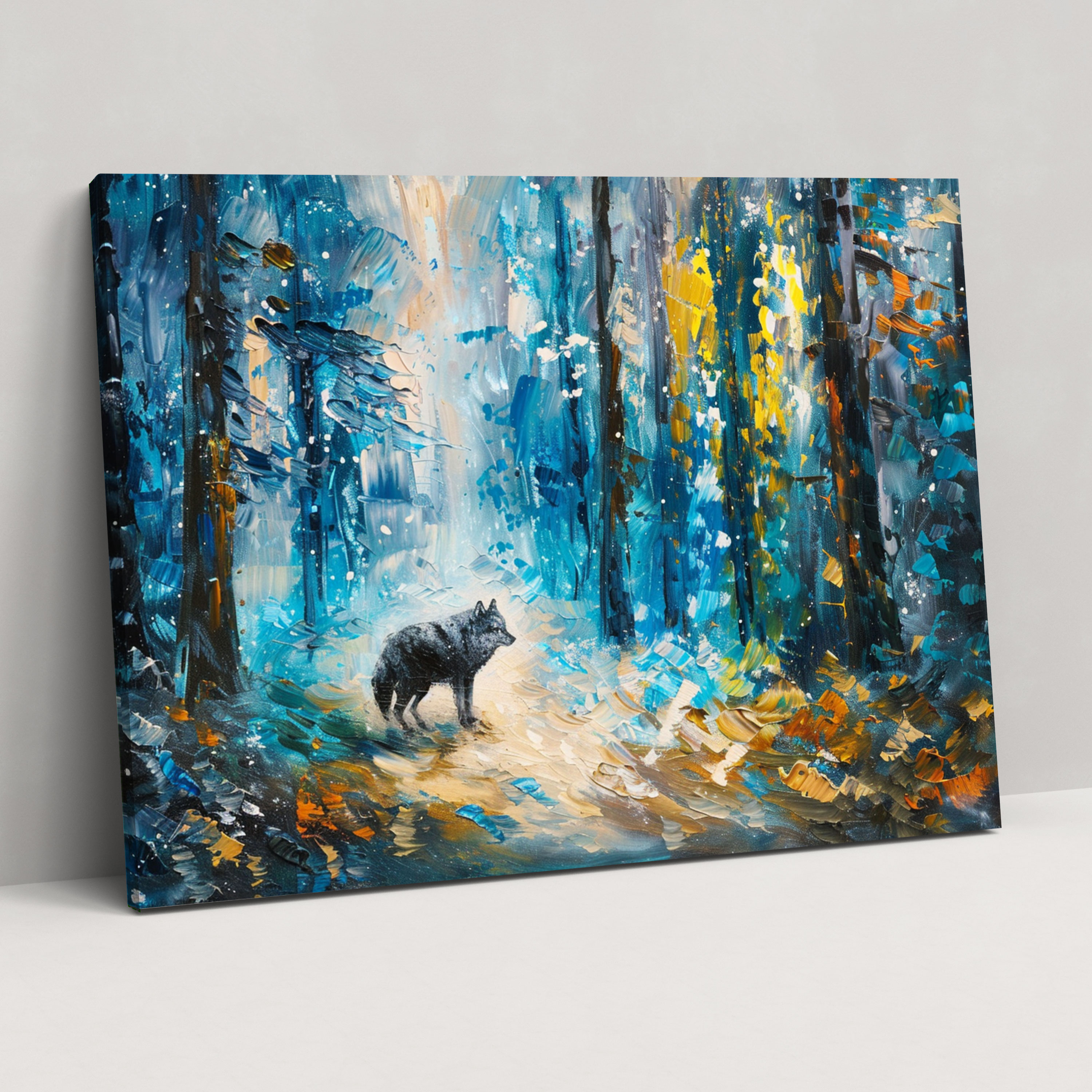 Leonid Afremov Canvas Print Mystical Wolf Wall Decoration - Leonid Afremov, Canvas Wall Art, Canvas, Leonid Afremov
