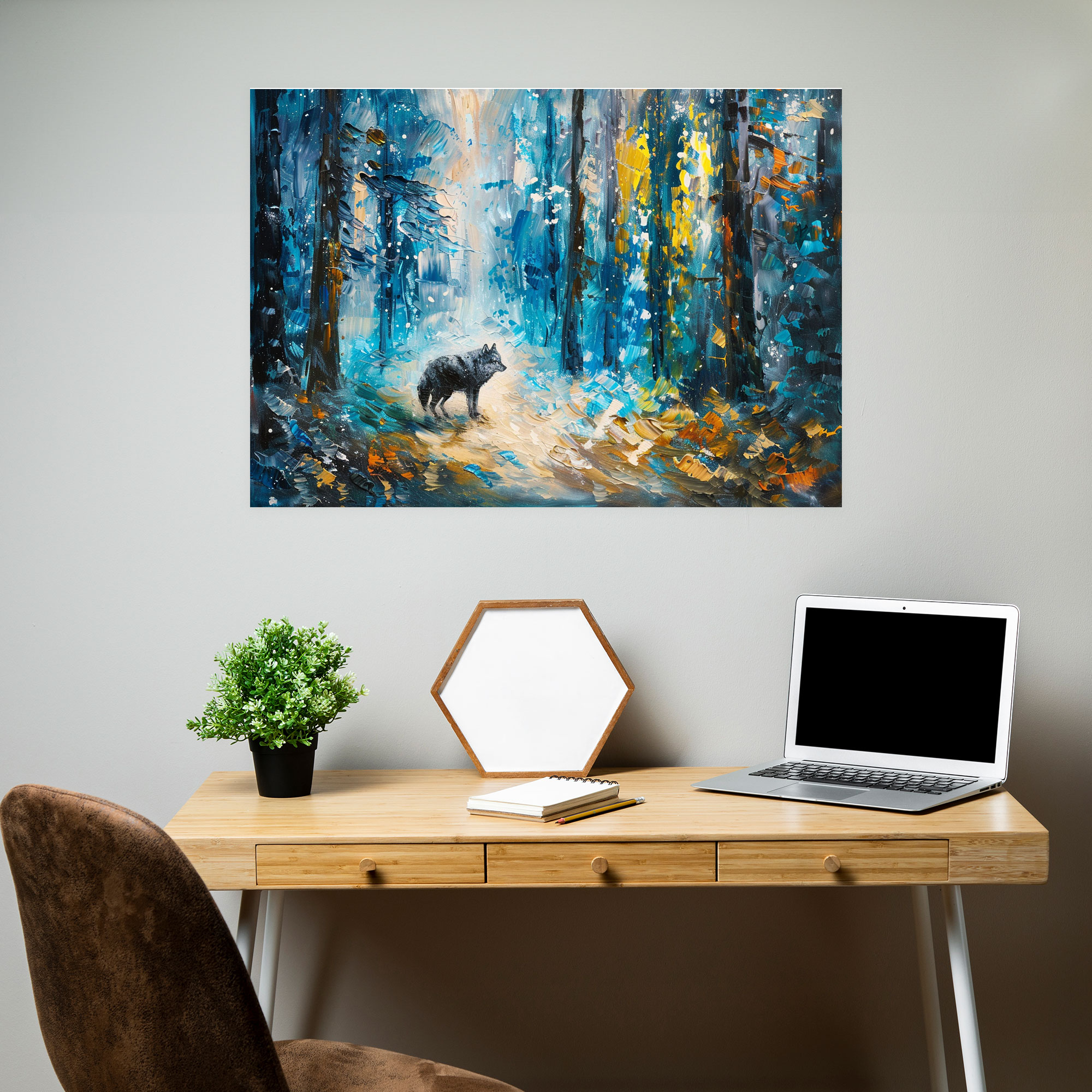 Leonid Afremov Canvas Print Mystical Wolf Wall Decoration - Leonid Afremov, Canvas Wall Art, Canvas, Leonid Afremov