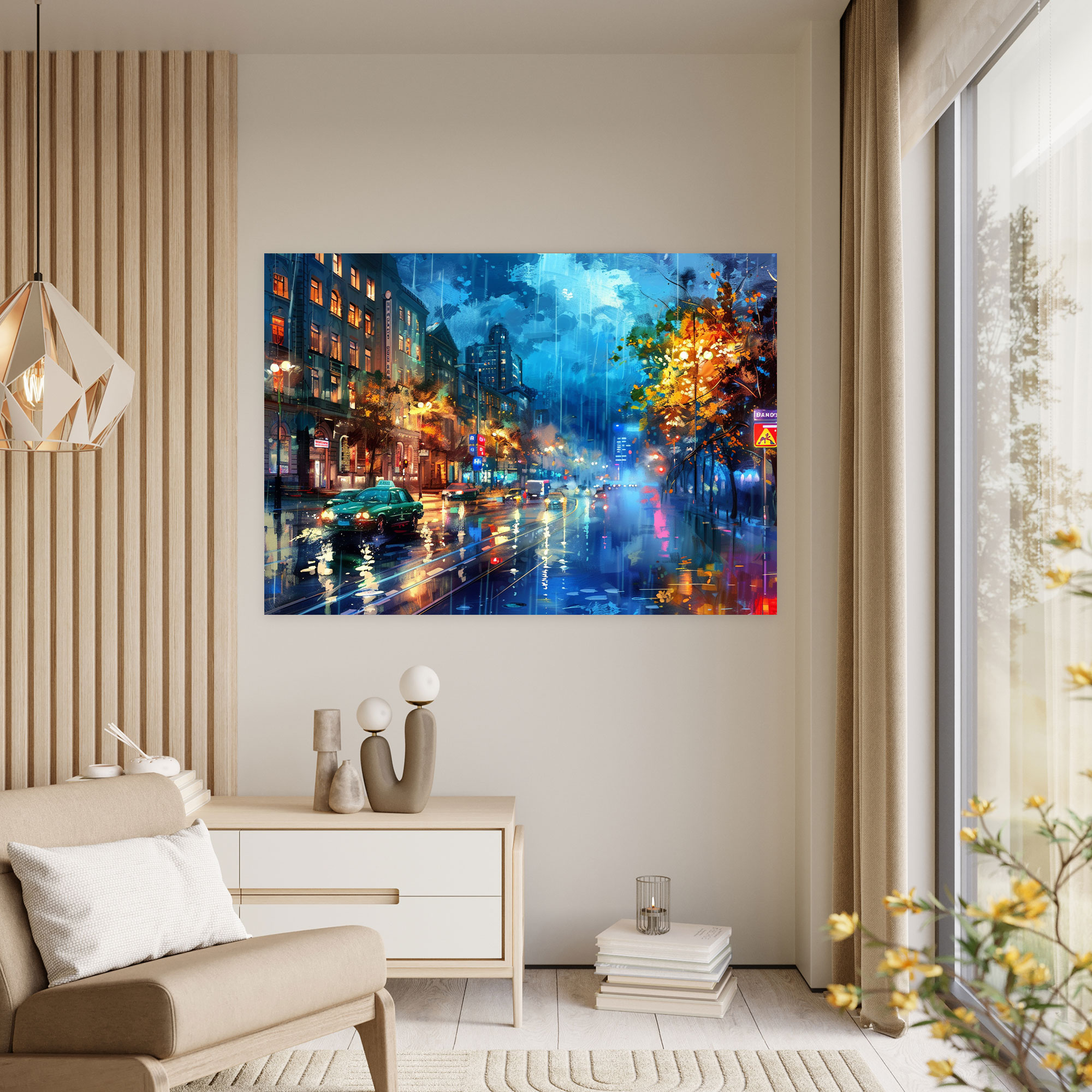 Leonid Afremov Şehir Yansımaları Kanvas Tablo - Leonid Afremov Kanvas Tablo Duvar Sanatı