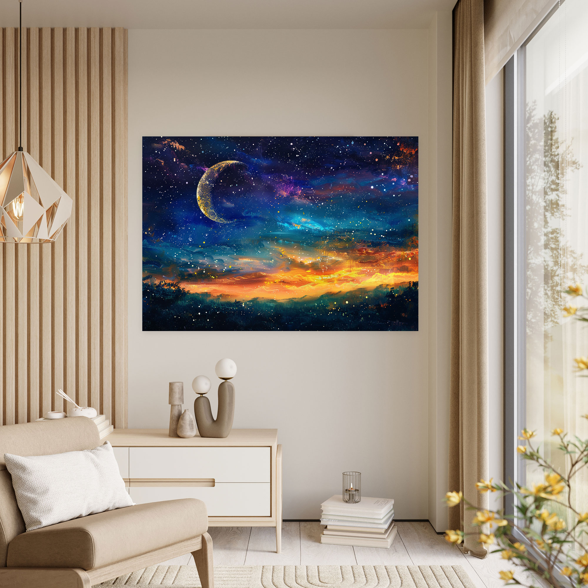 Leonid Afremov Night Sky Canvas Print - Leonid Afremov, Home Decoration, Canvas Wall Art, Leonid Afremov
