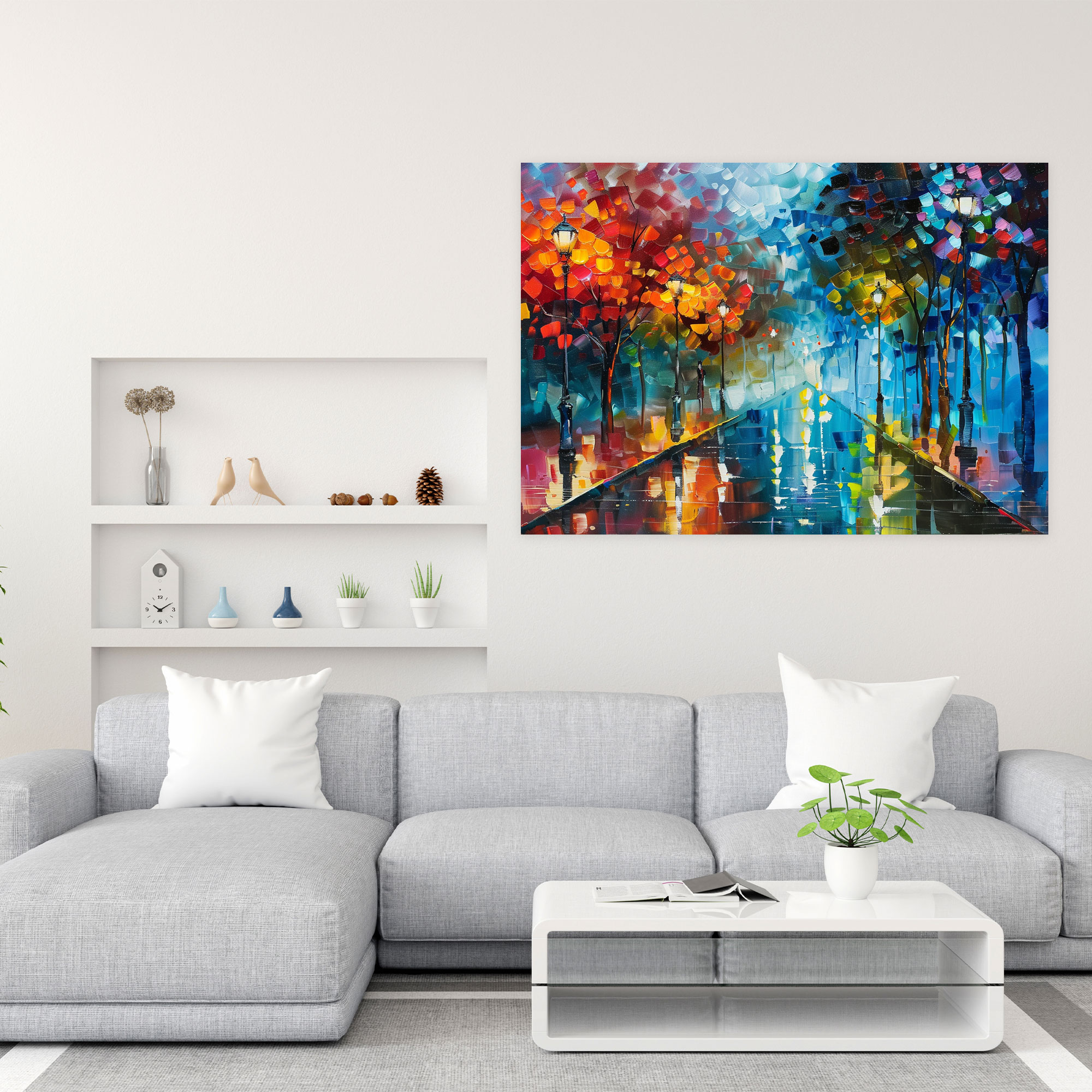 Leonid Afremov Şehir Manzarası Kanvas Tablo - Ev Dekorasyonu ve Duvar Süsleme için Canvas Duvar Sanatı