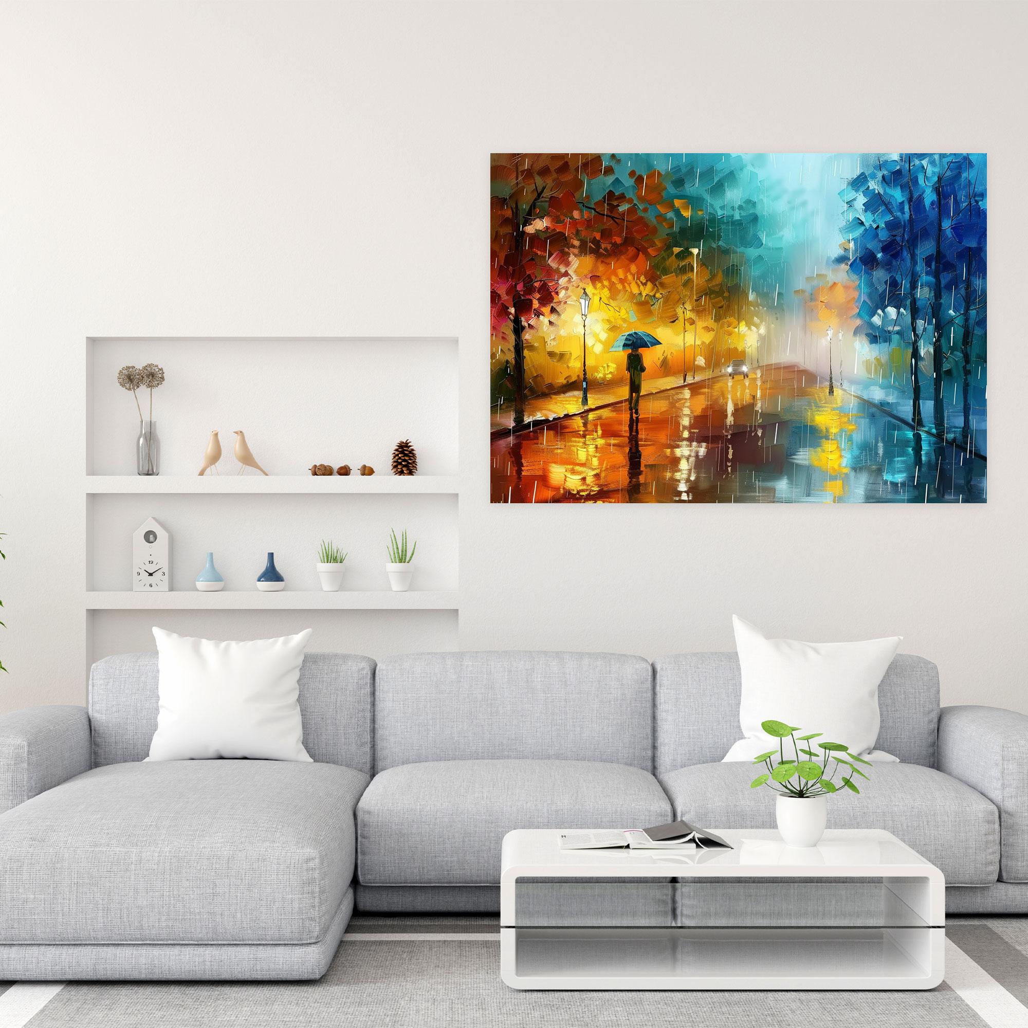 Leonid Afremov Rainy Street Canvas Print - Leonid Afremov, Home Decoration, Wall Decoration, Canvas Print